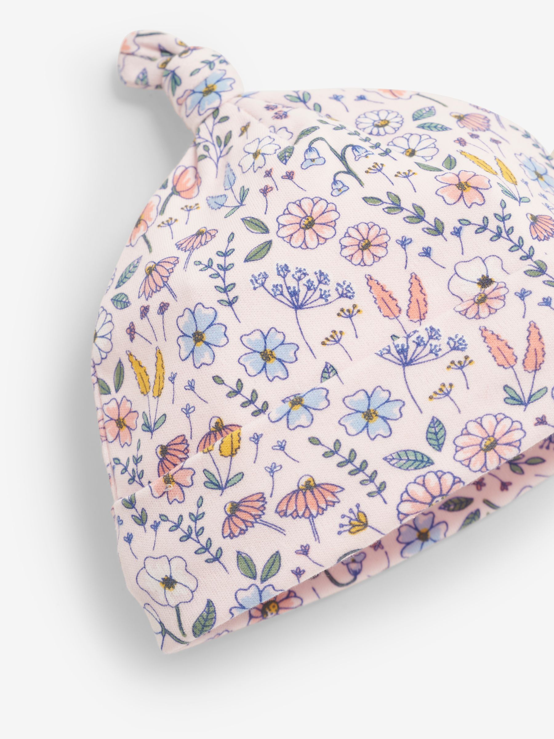 Pink Floral Print Cotton Baby Hat - Image 2 of 2