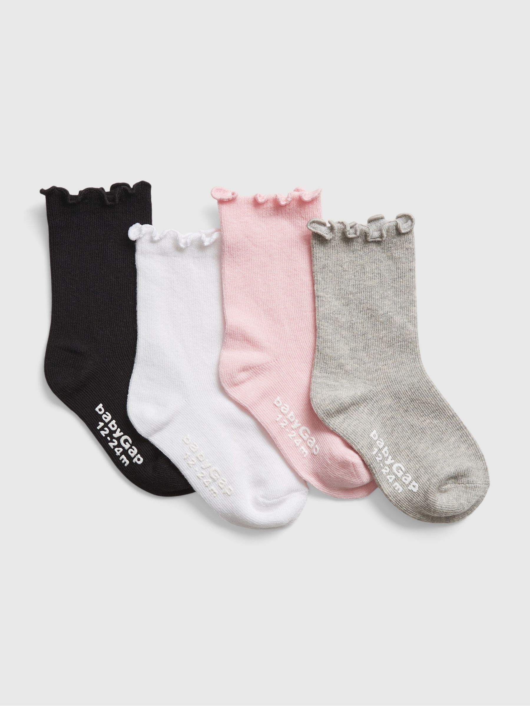 White Toddler 4 Pack Lettuce Trim Crew Socks - Image 1 of 1