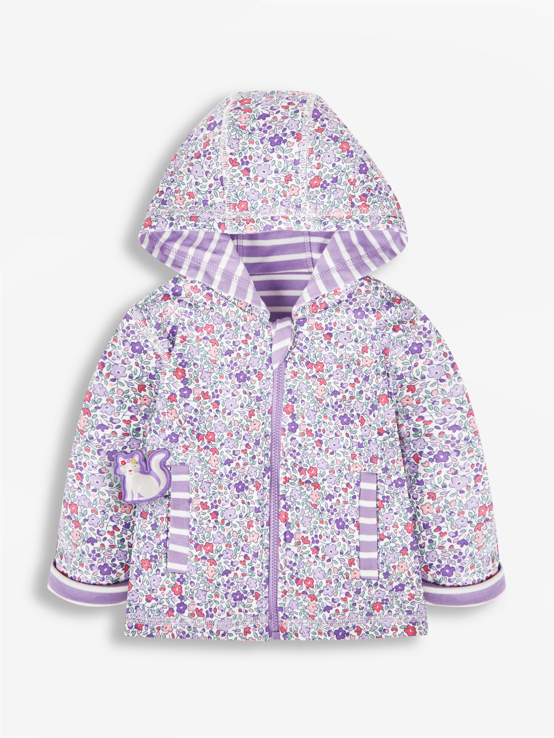 Lilac Purple Bunny & Cat Appliqué Reversible Hoodie With Pet In Pocket - Image 3 of 5