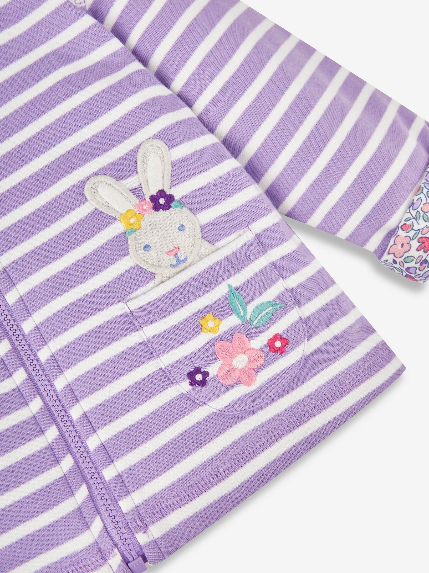 Lilac Purple Bunny & Cat Appliqué Reversible Hoodie With Pet In Pocket - Image 4 of 5