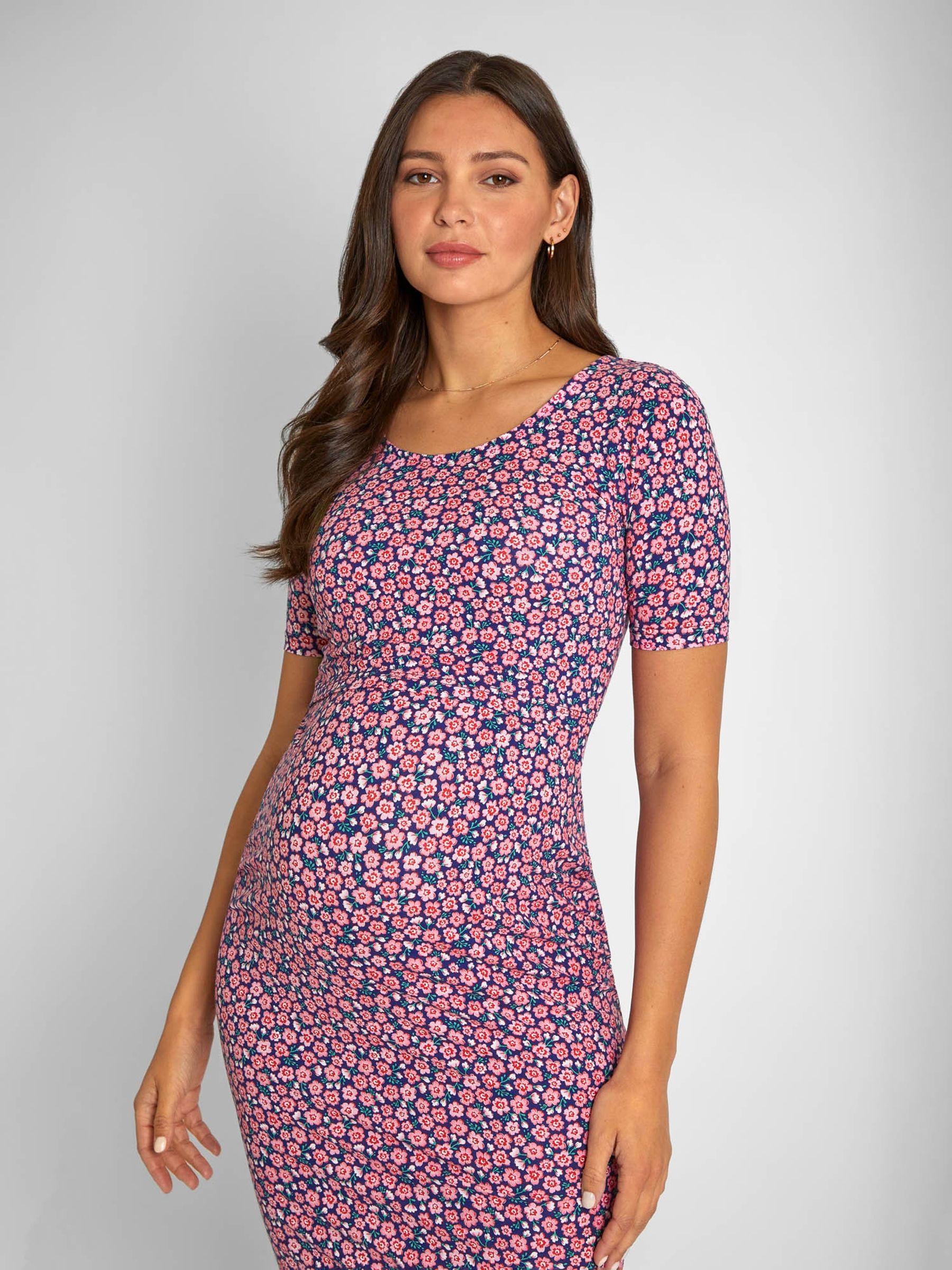 Pink Floral Ditsy Maternity & Nursing Bodycon Dress - Image 2 of 5