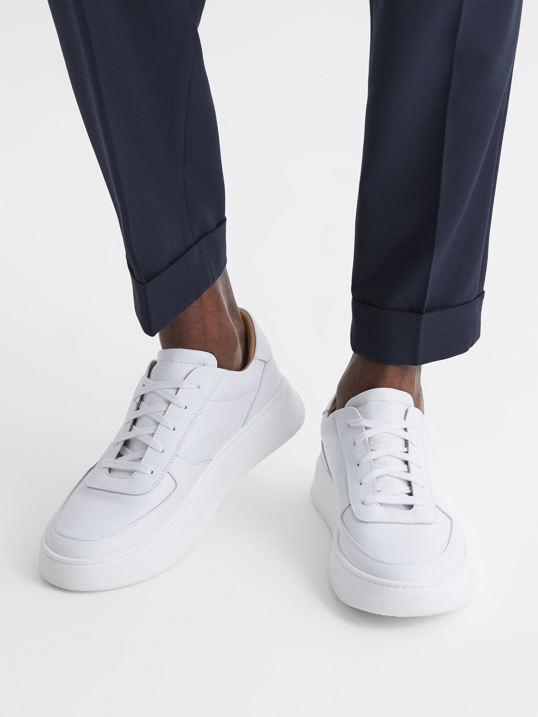 Unseen Footwear Suede Marais Trainers in Optic White - Image 3 of 8