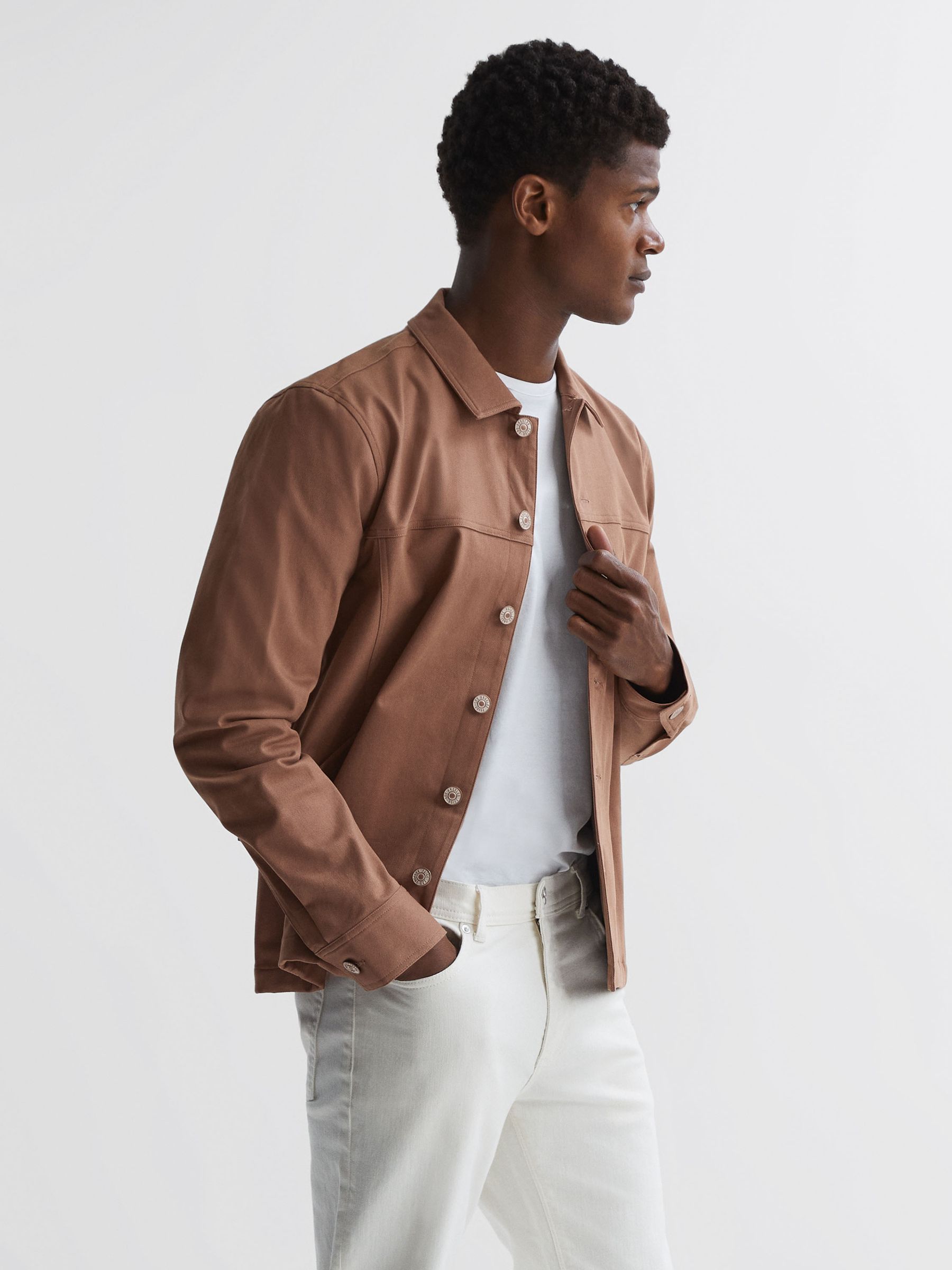 Paige Cotton Button Through Jacket in Mauve - Image 1 of 5