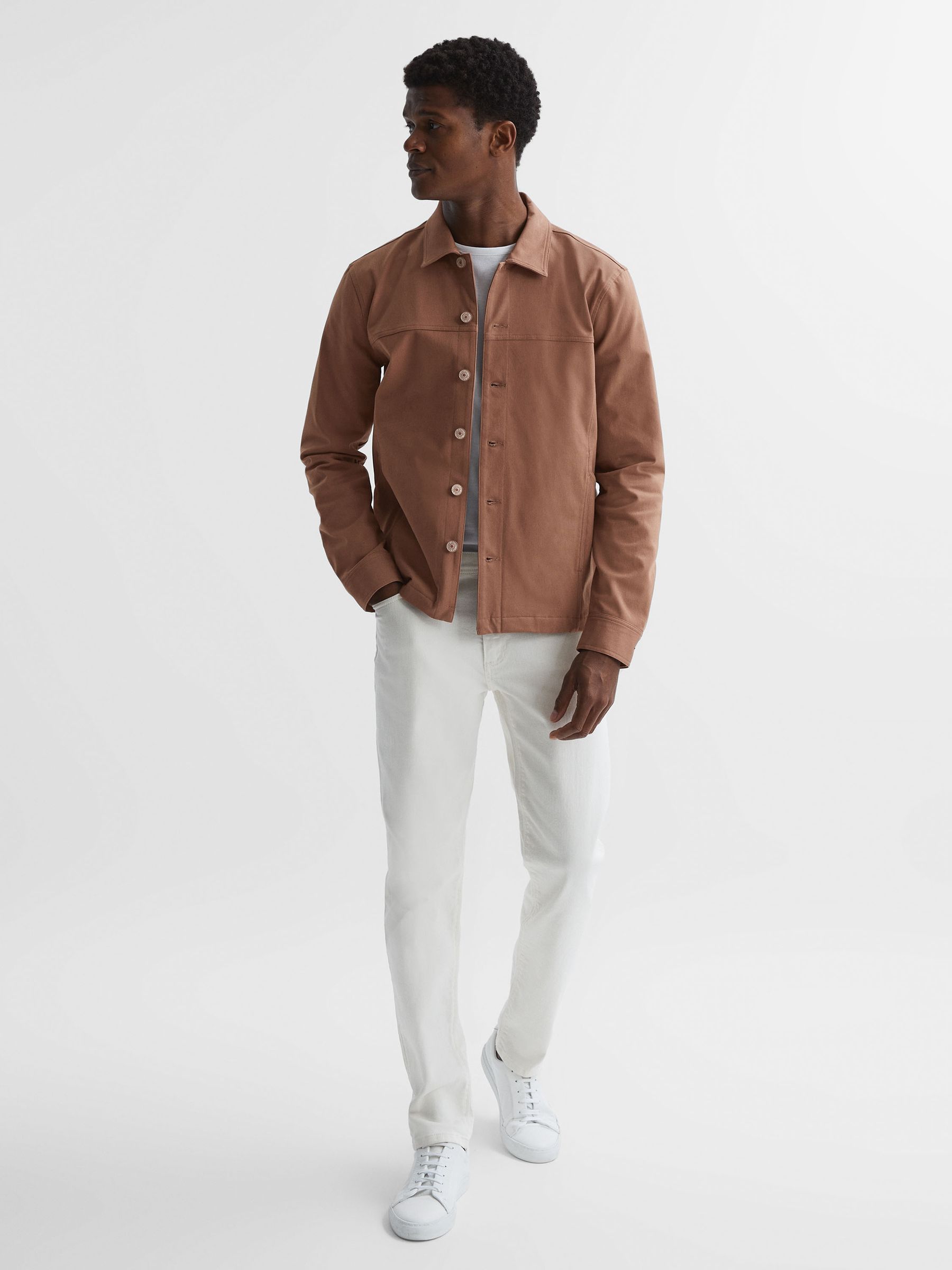 Paige Cotton Button Through Jacket in Mauve - Image 3 of 5