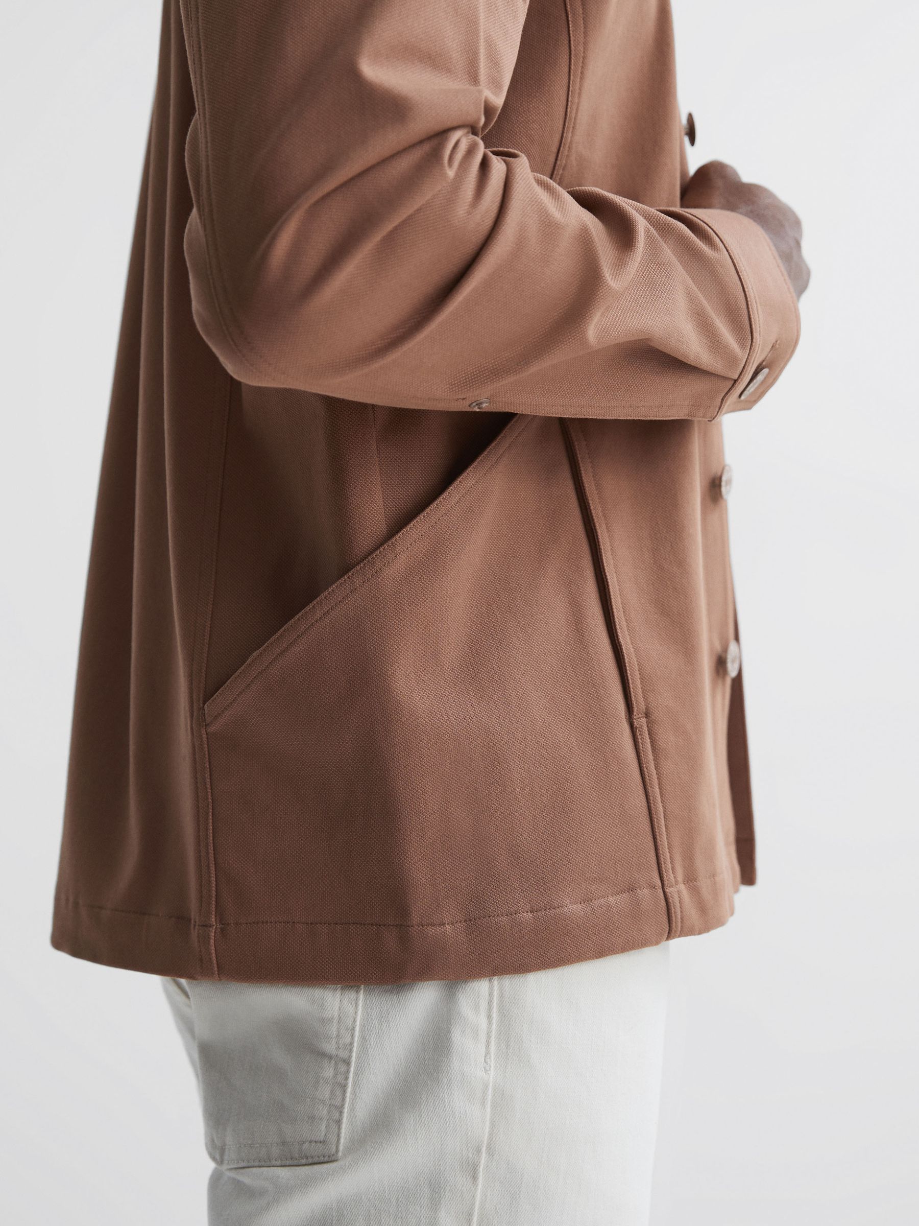 Paige Cotton Button Through Jacket in Mauve - Image 4 of 5