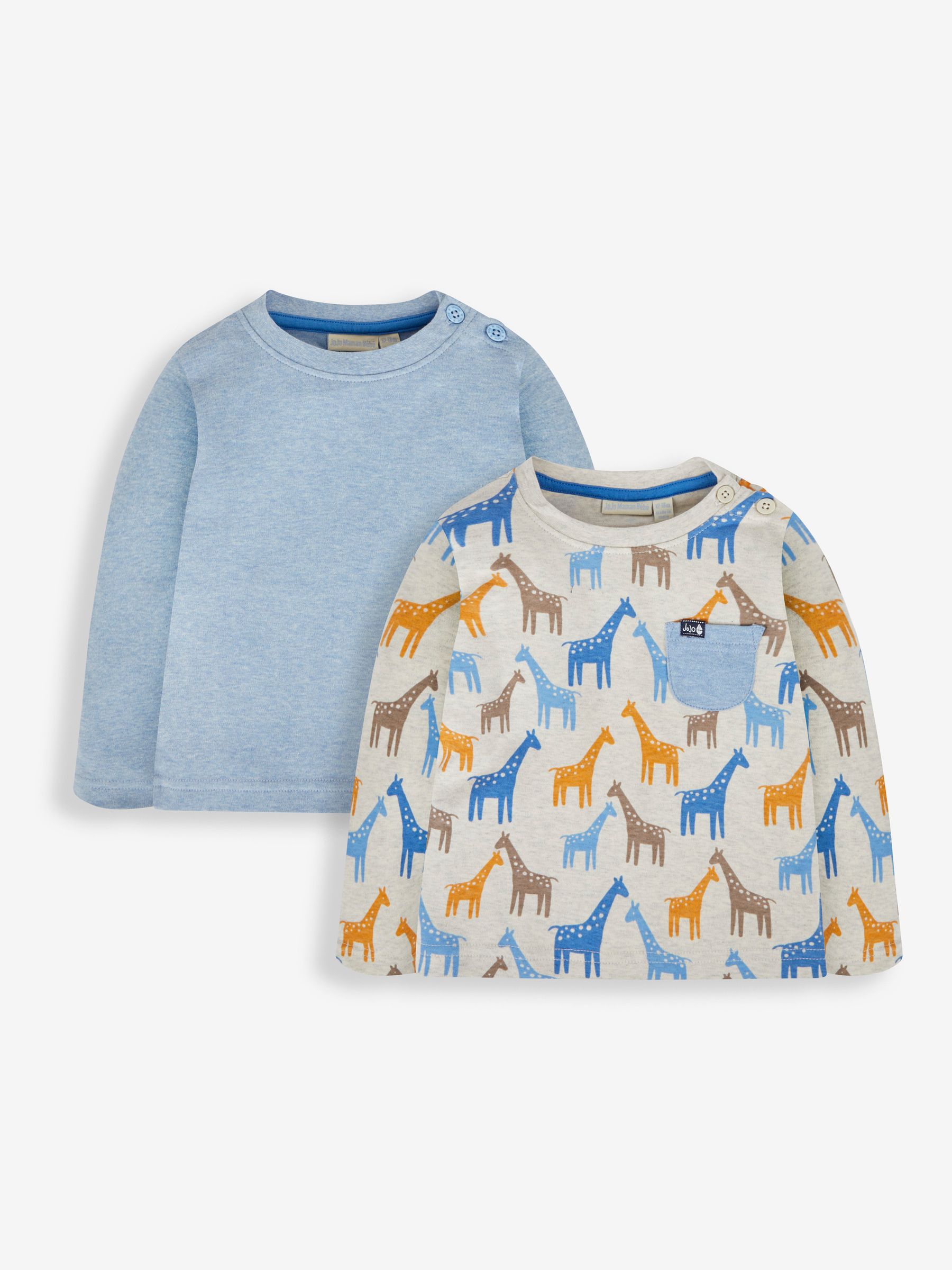Blue Boys' Giraffe & Plain Tops - Image 1 of 5