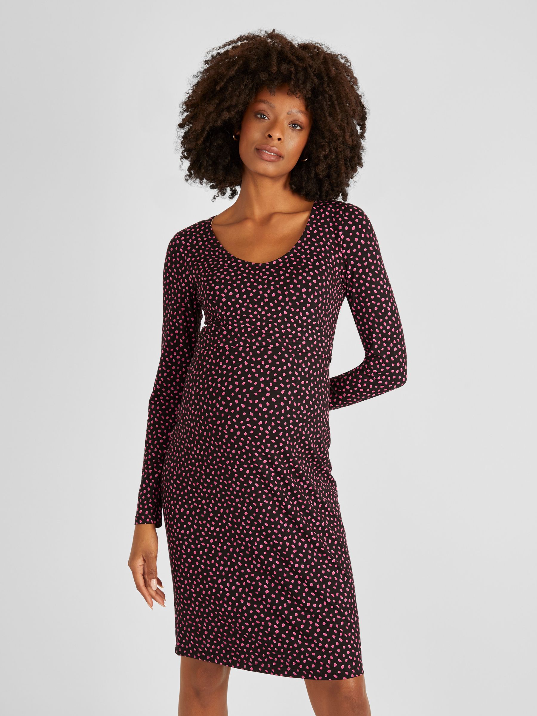 Black Spot Print Maternity & Nursing Dress - Image 2 of 4