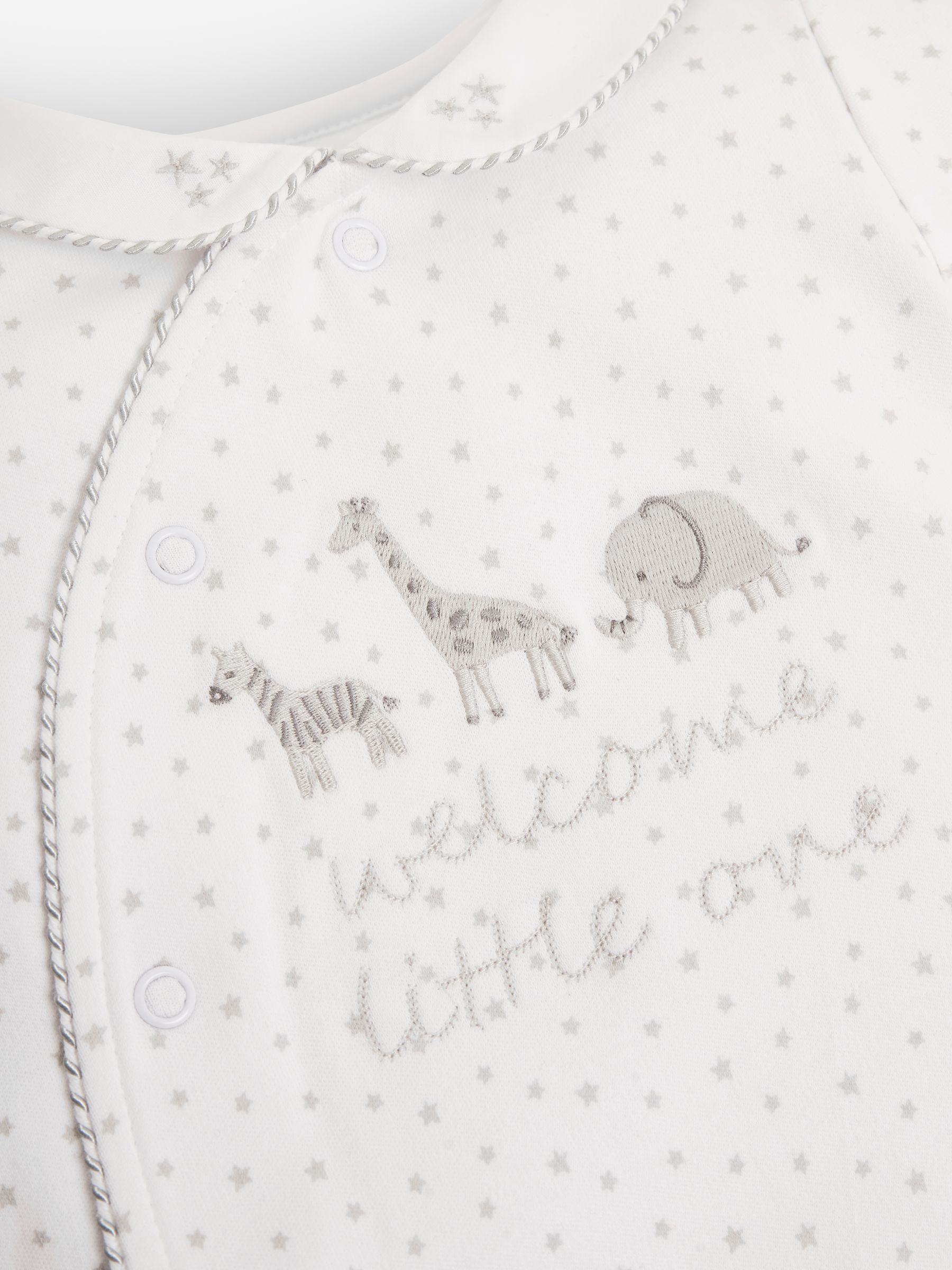 White Welcome Little One Cotton Baby Sleepsuit - Image 4 of 4