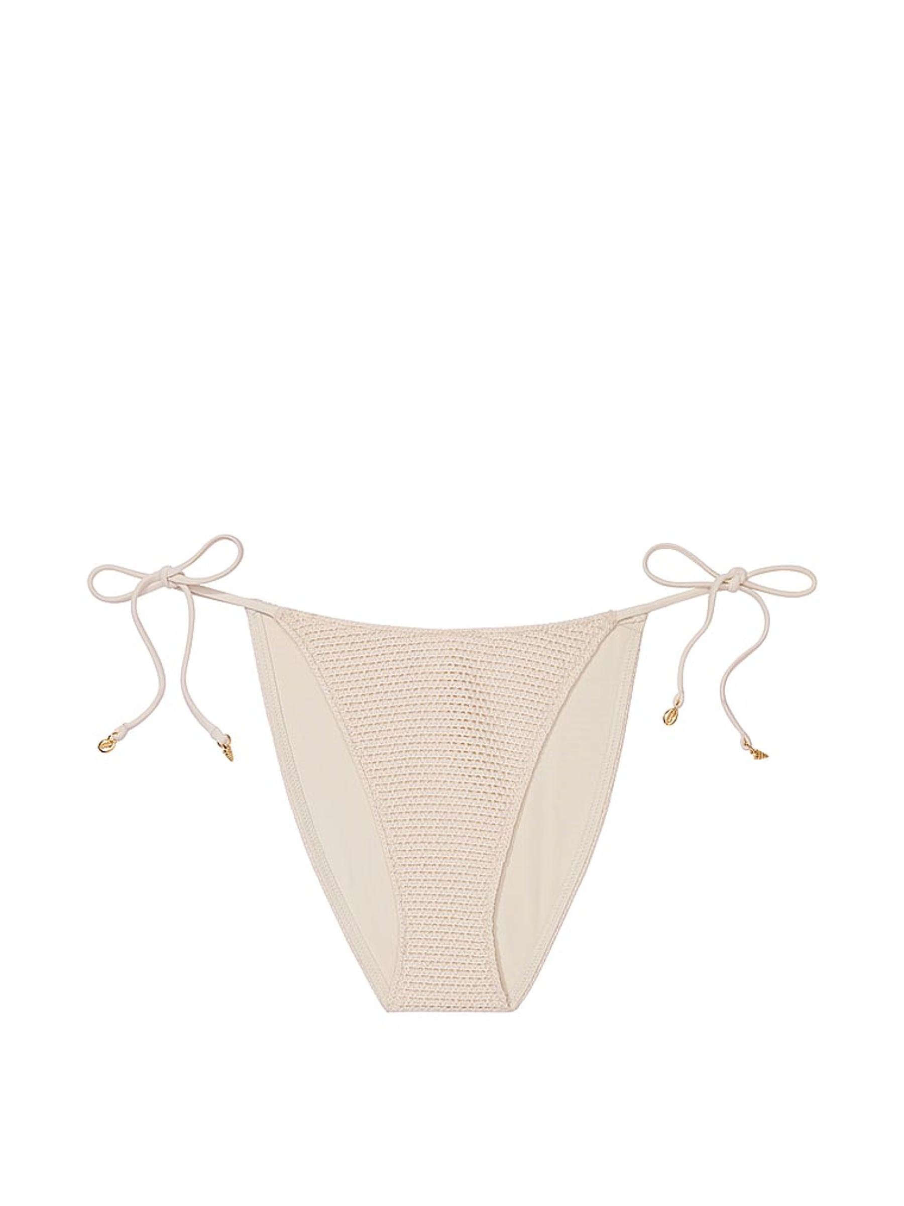 Linen Nude Tie Side Crochet Swim Bikini Bottom - Image 3 of 3