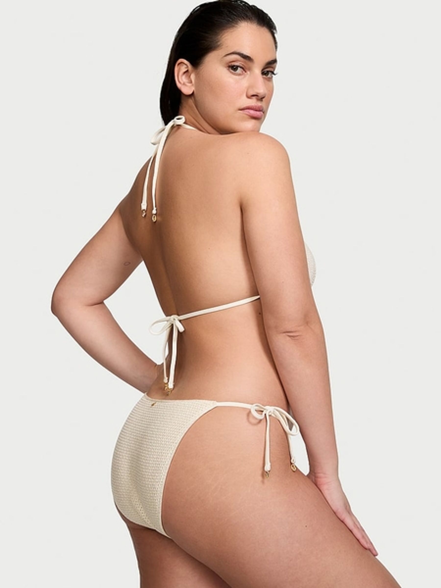 Linen Nude Triangle Crochet Swim Bikini Top - Image 2 of 4