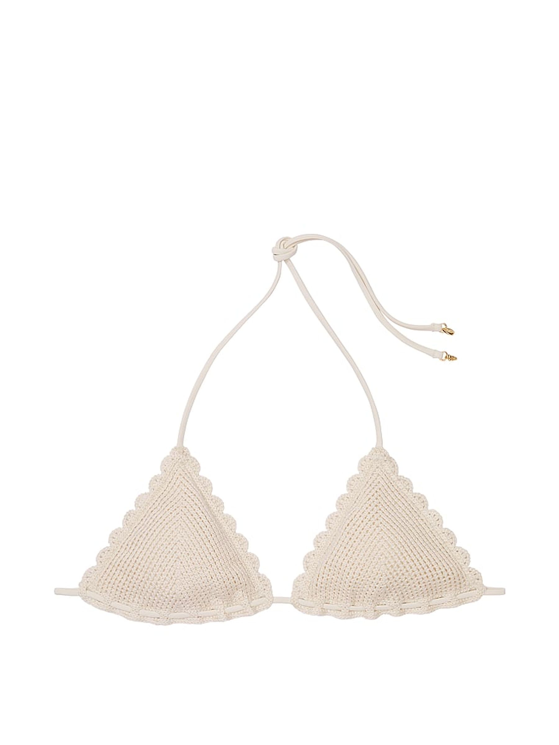 Linen Nude Triangle Crochet Swim Bikini Top - Image 3 of 4