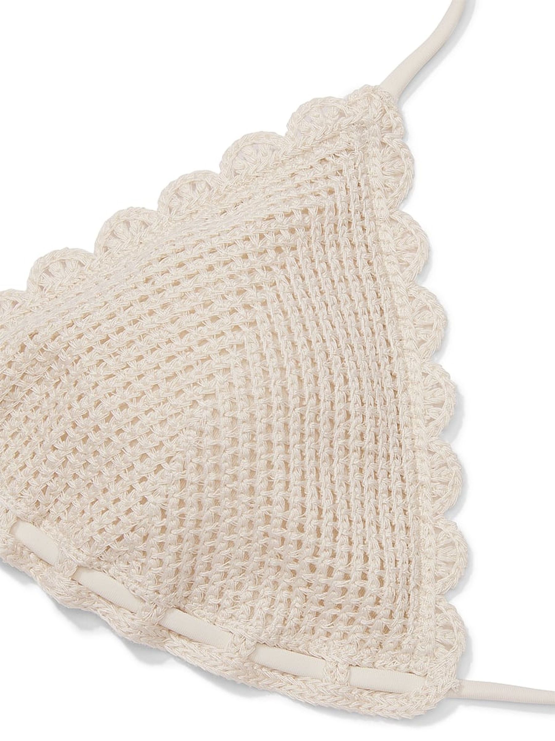 Linen Nude Triangle Crochet Swim Bikini Top - Image 4 of 4