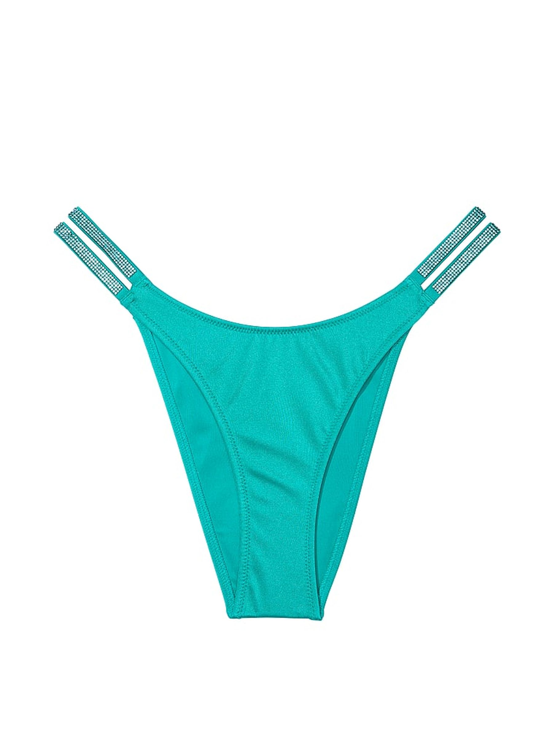 Capri Sea Blue Brazilian Shine Strap Swim Bikini Bottom - Image 3 of 3
