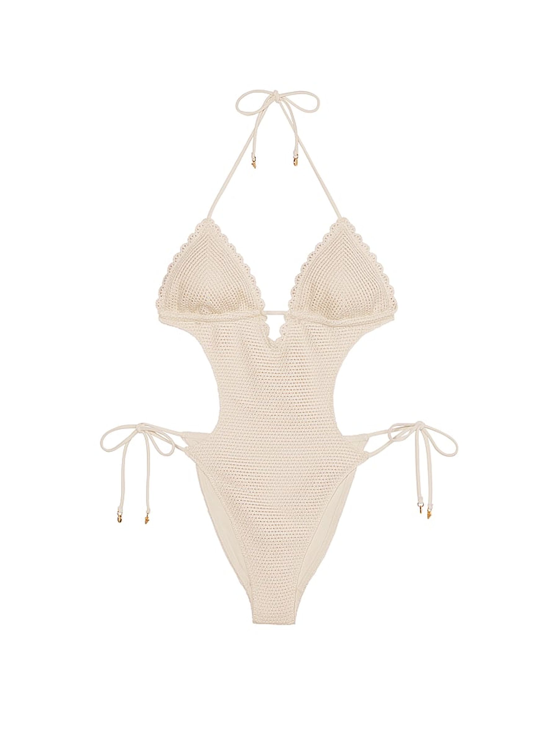 Linen Nude Crochet Swimsuit - Image 3 of 4
