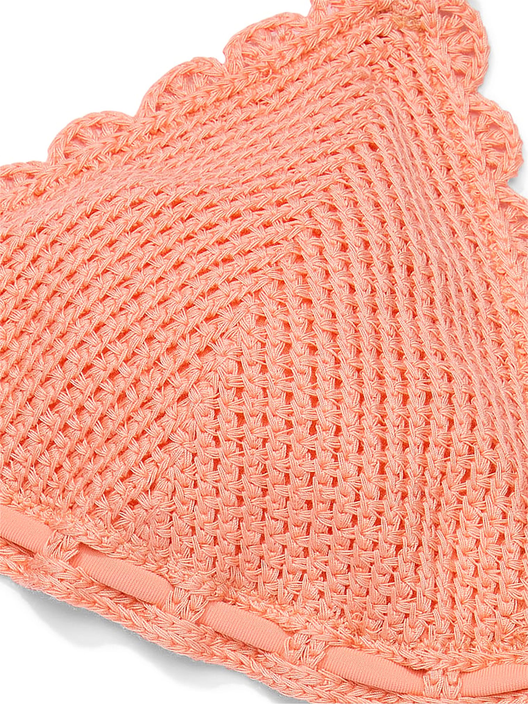 Punchy Peach Orange Triangle Crochet Swim Bikini Top - Image 4 of 4