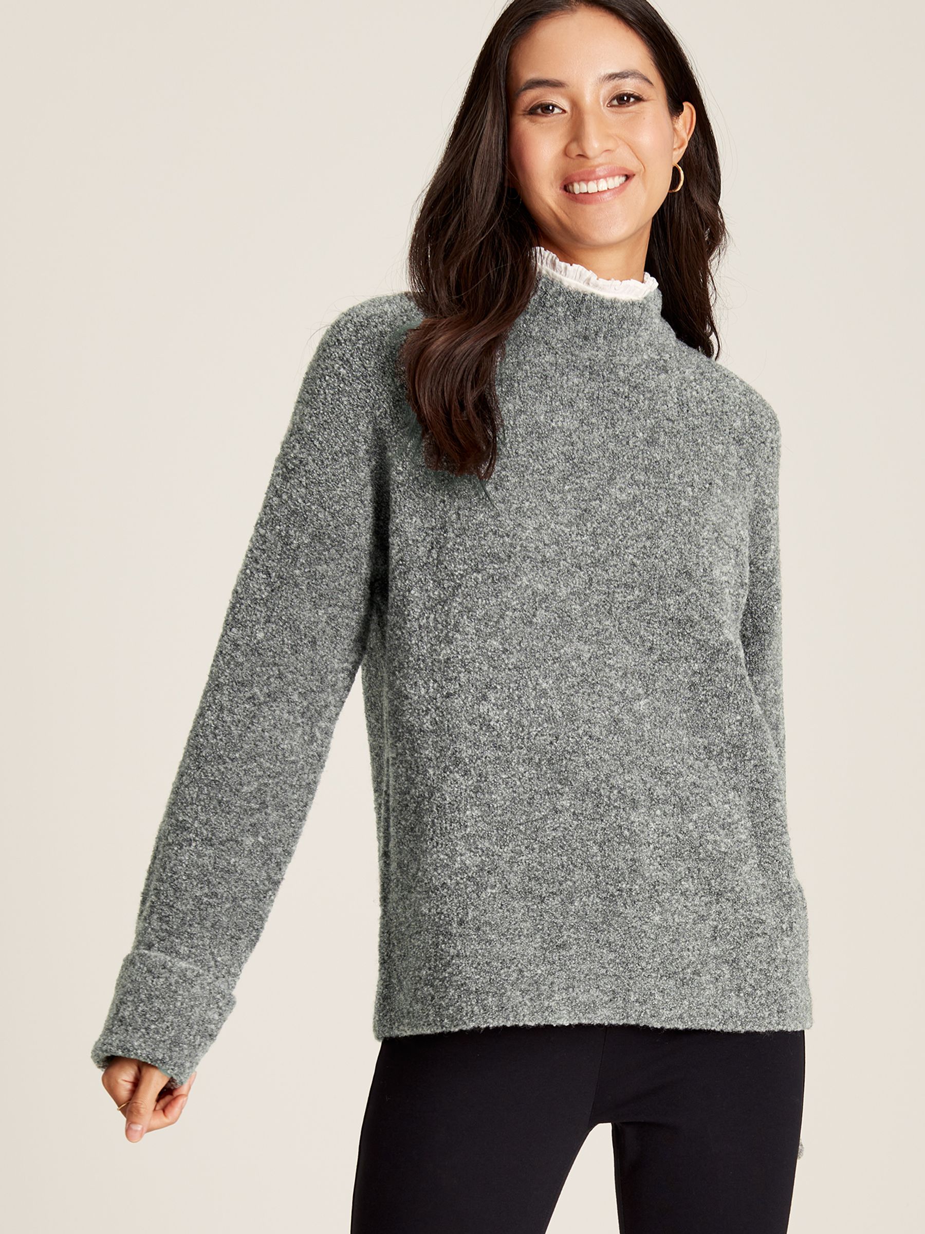 Bea Grey High Neck Bouclé Jumper - Image 3 of 6