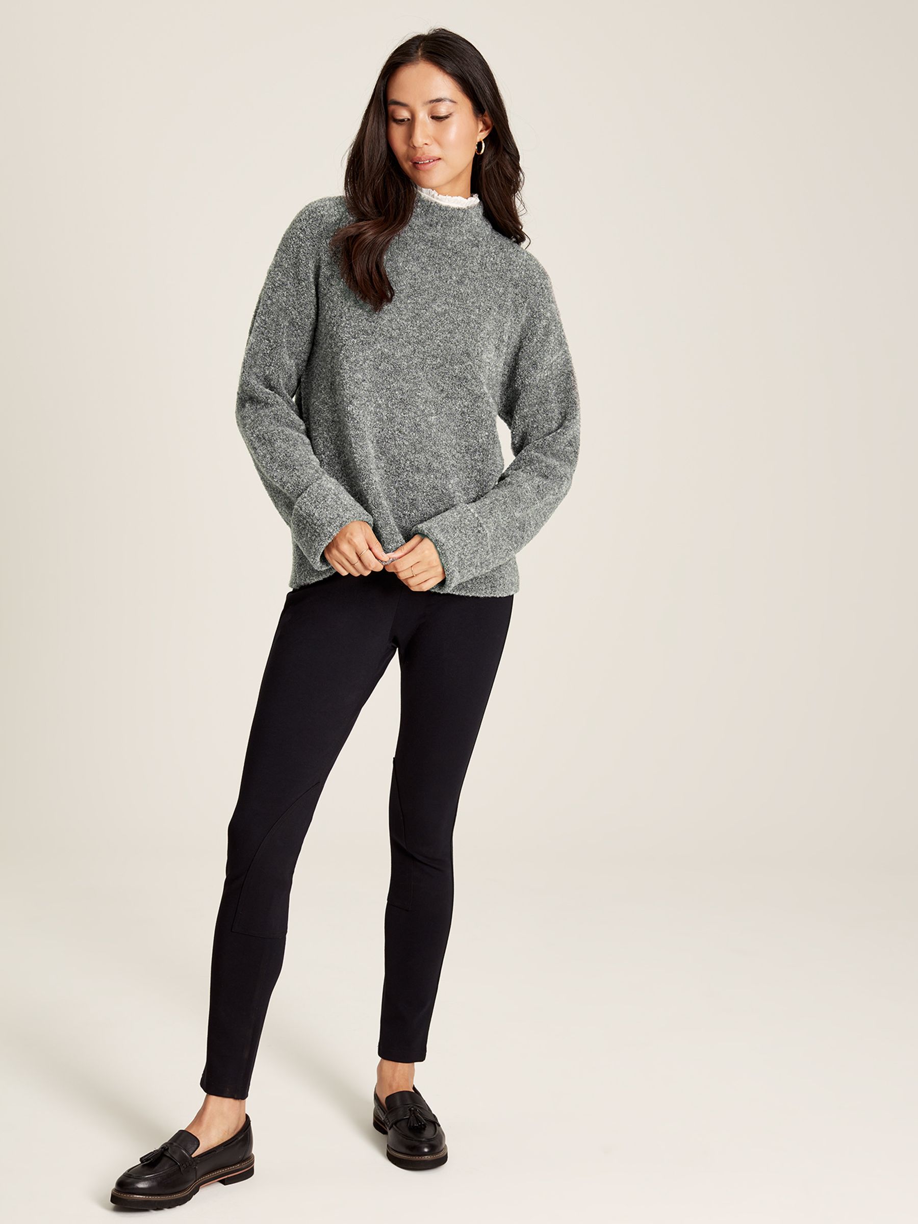 Bea Grey High Neck Bouclé Jumper - Image 4 of 6