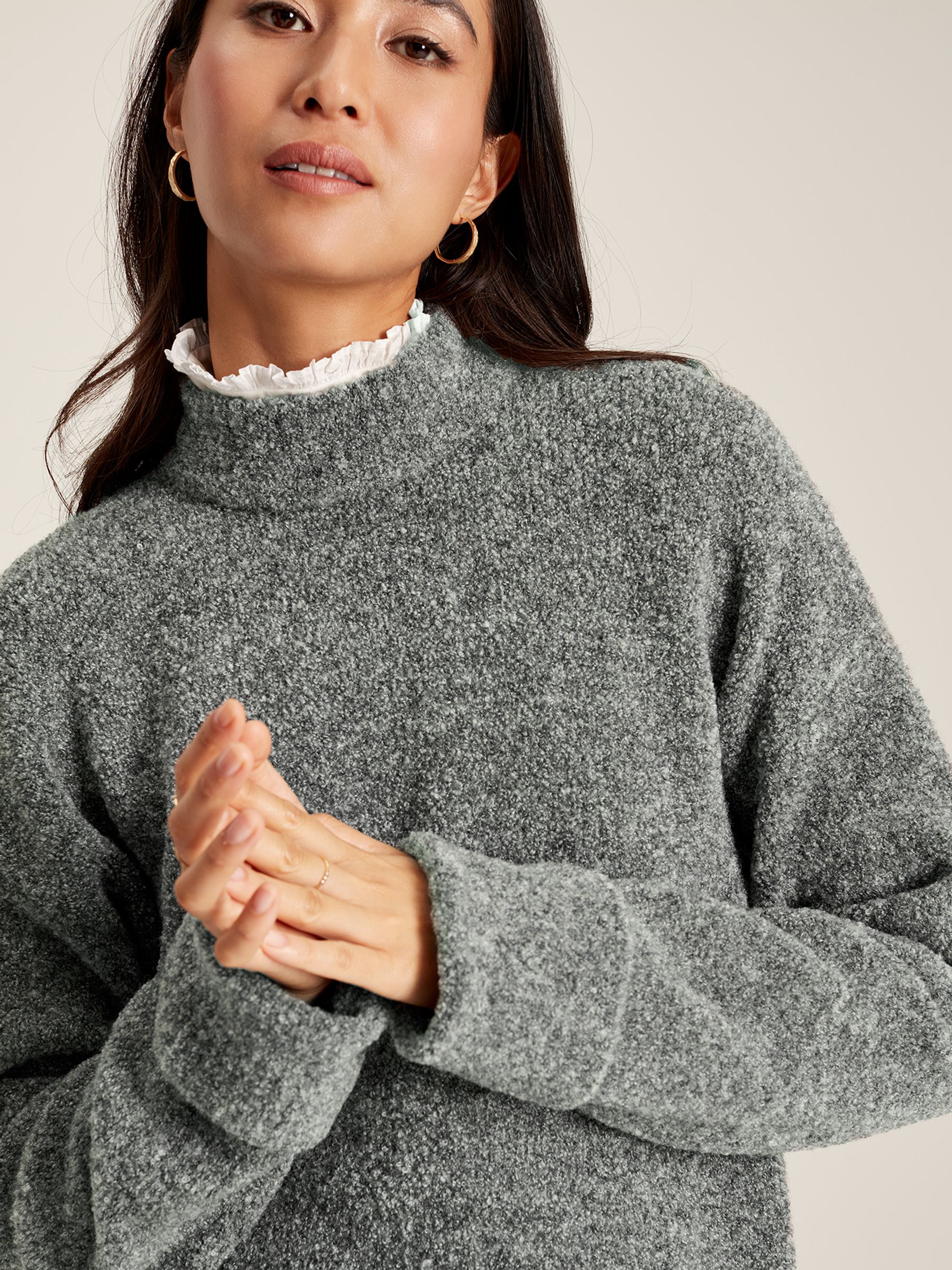 Bea Grey High Neck Bouclé Jumper - Image 5 of 6