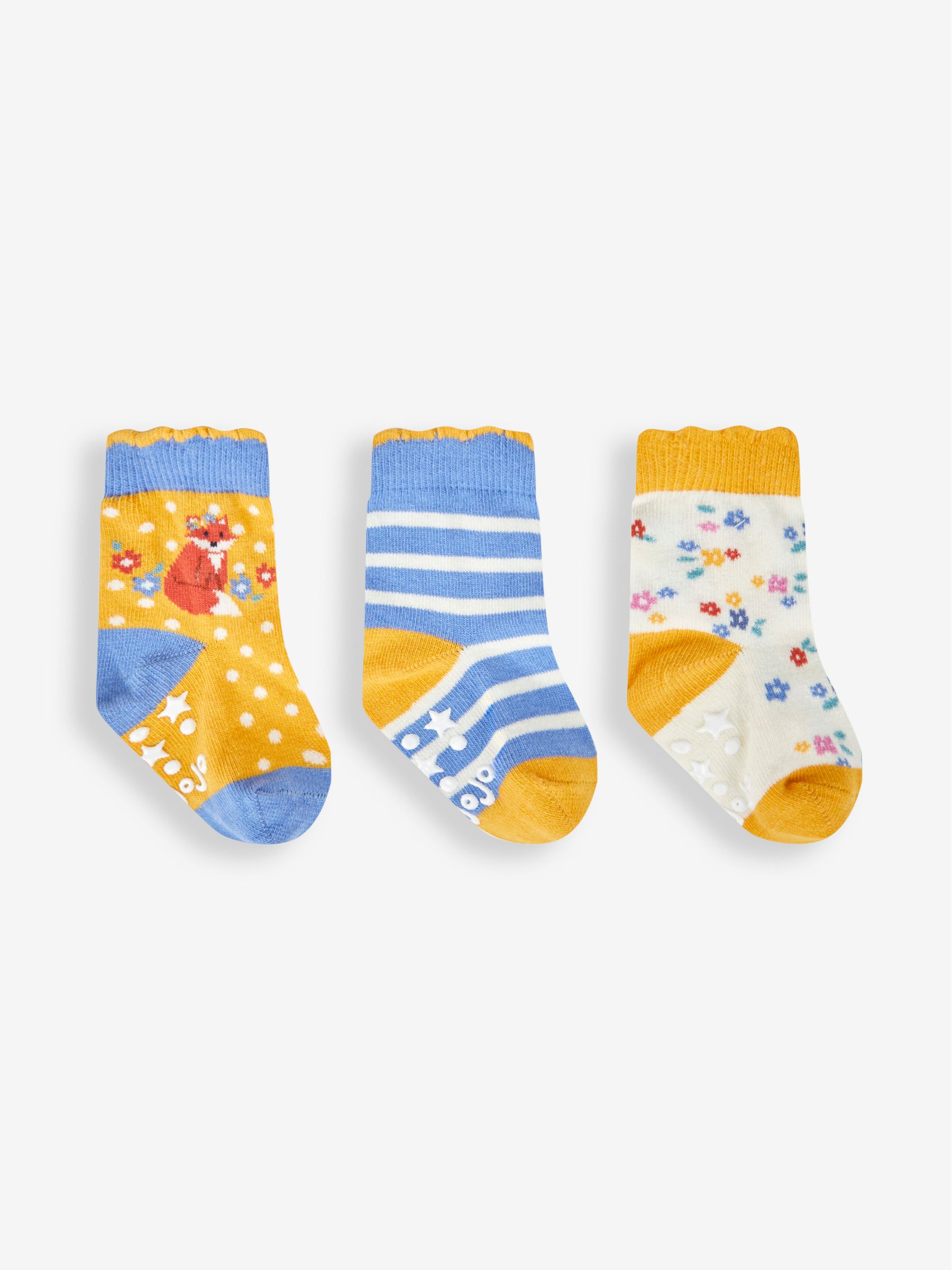 Mustard 3-Pack Fox Socks - Image 1 of 1