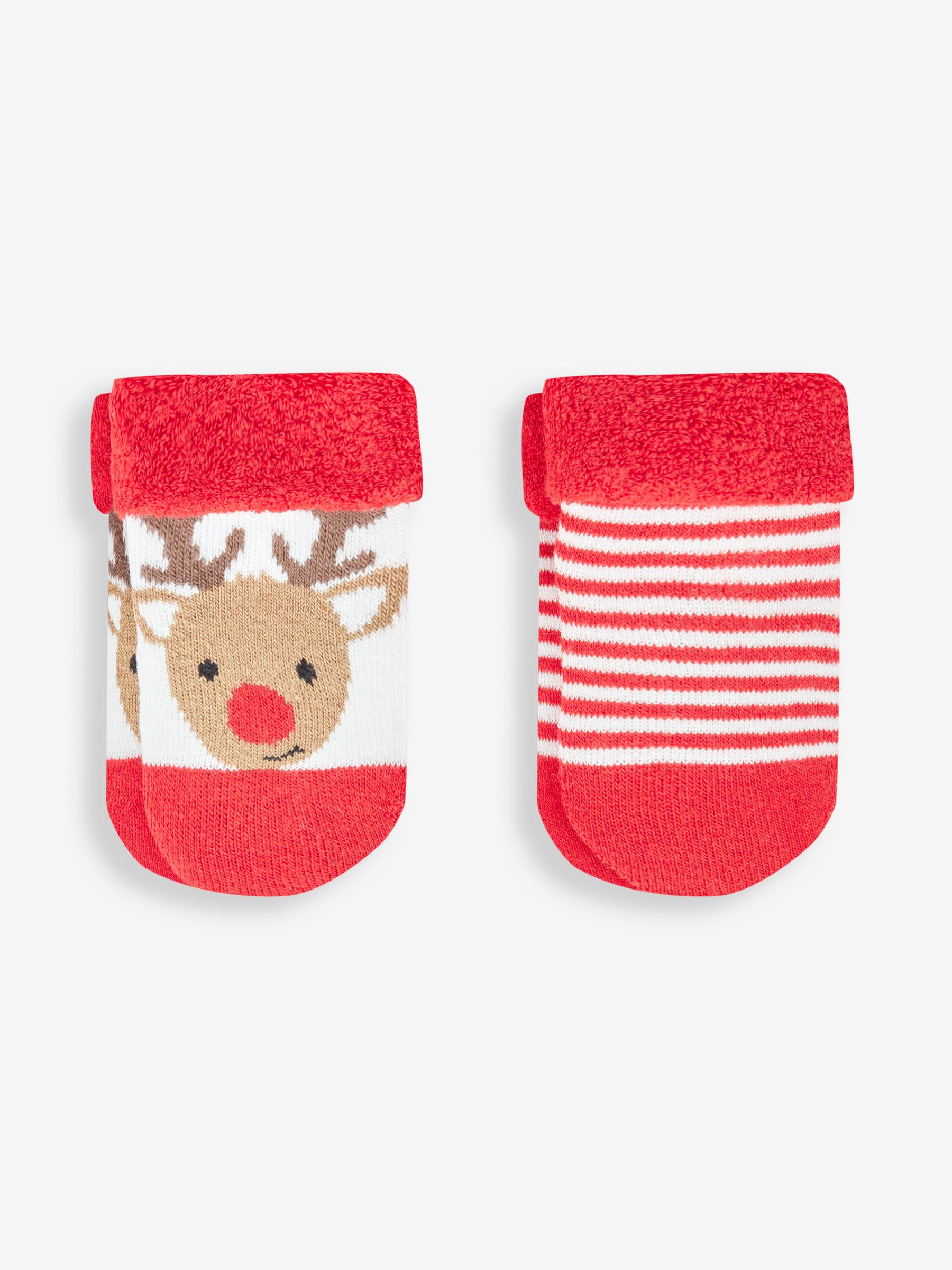 Red 2-Pack Reindeer Baby Socks - Image 1 of 1