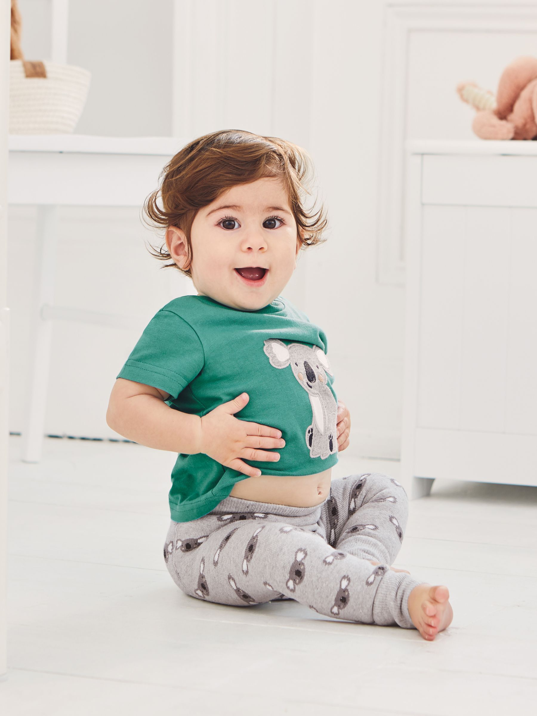 Koala Extra Thick Baby Leggings in Marl Grey Koala - Image 1 of 3