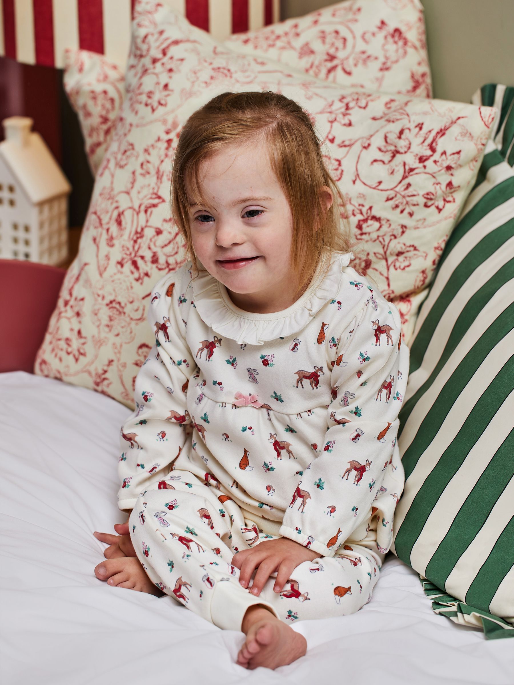 Cream Girls' Pretty Woodland Jersey Pyjamas - Image 1 of 8