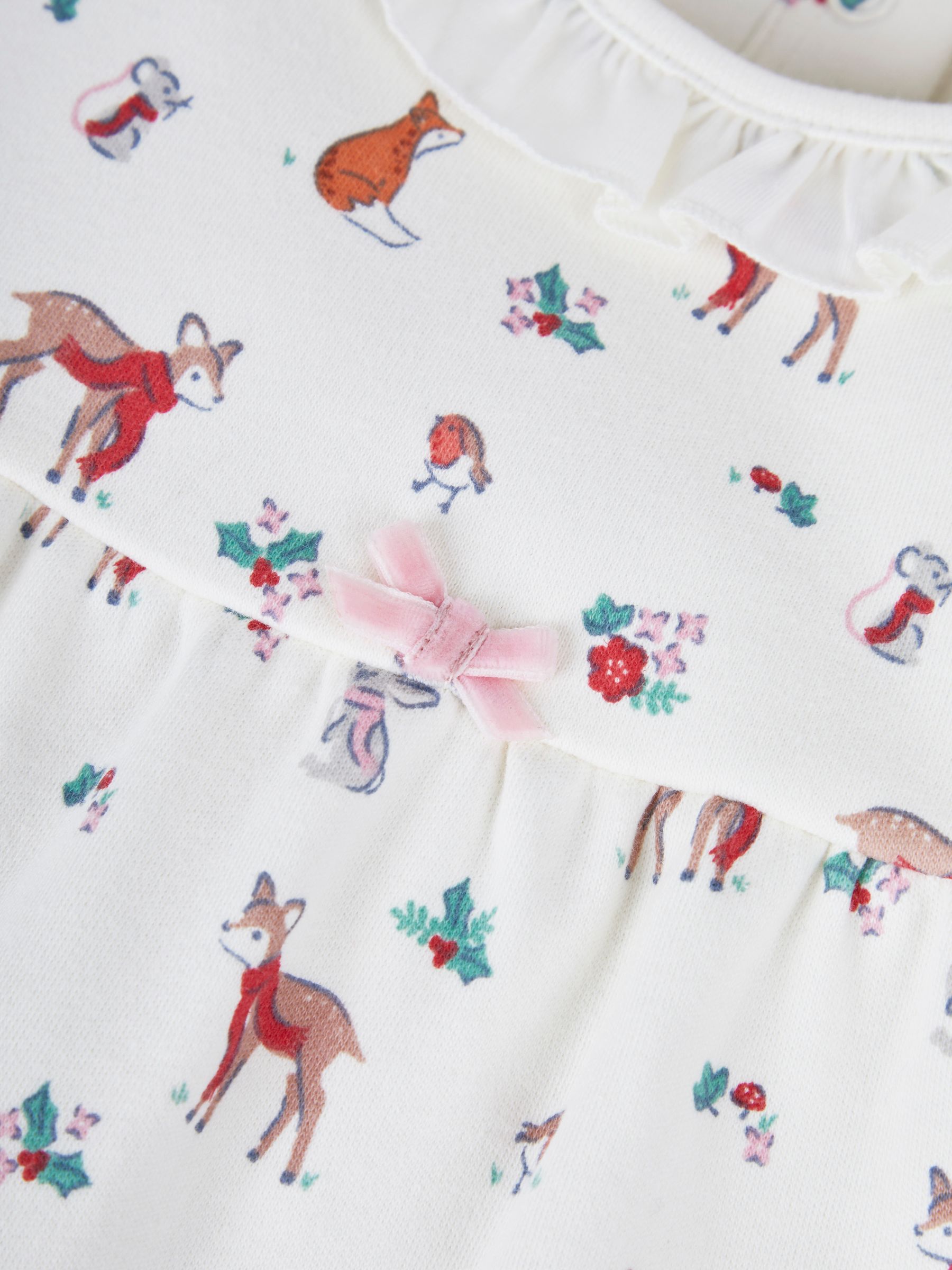 Cream Girls' Pretty Woodland Jersey Pyjamas - Image 7 of 8