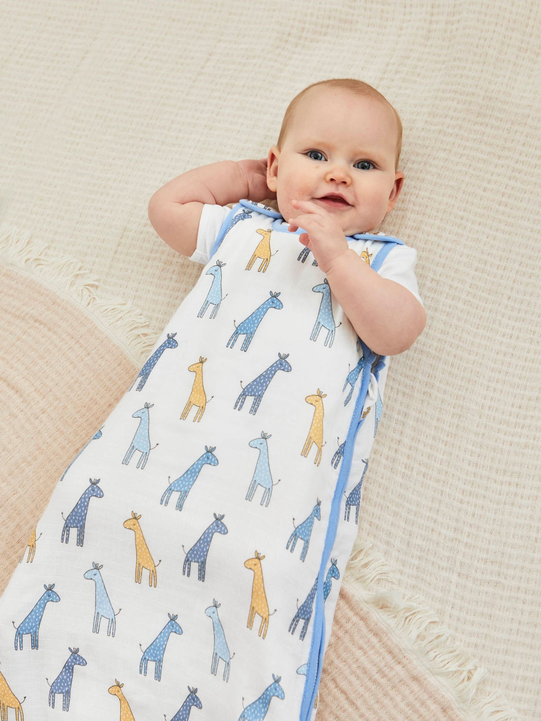 Blue Giraffe 1 Tog Baby Muslin Sleeping Bag - Image 1 of 3