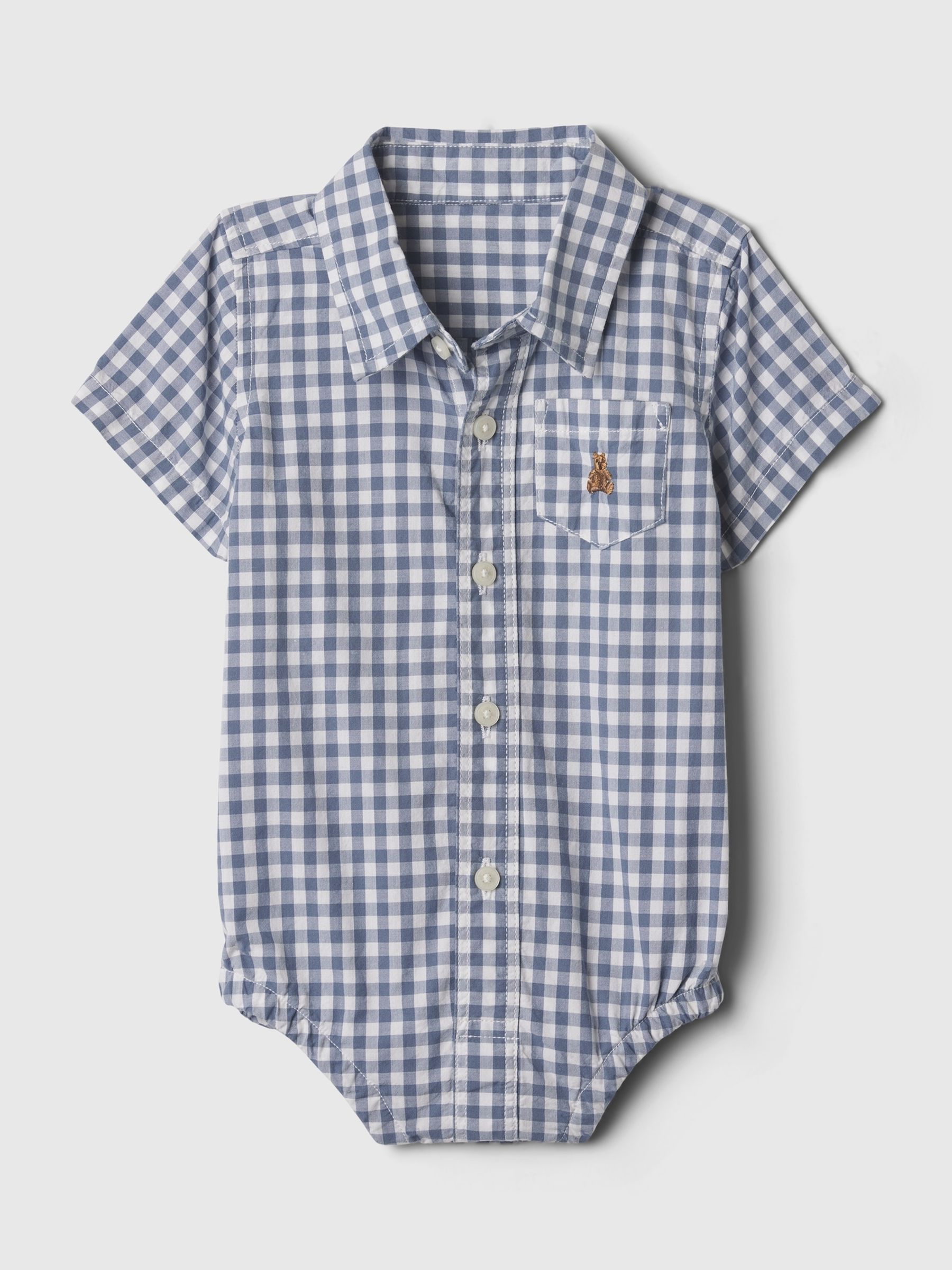Blue Gingham Brannan Bear Oxford Baby Bodysuit (Newborn-24mths) - Image 1 of 1