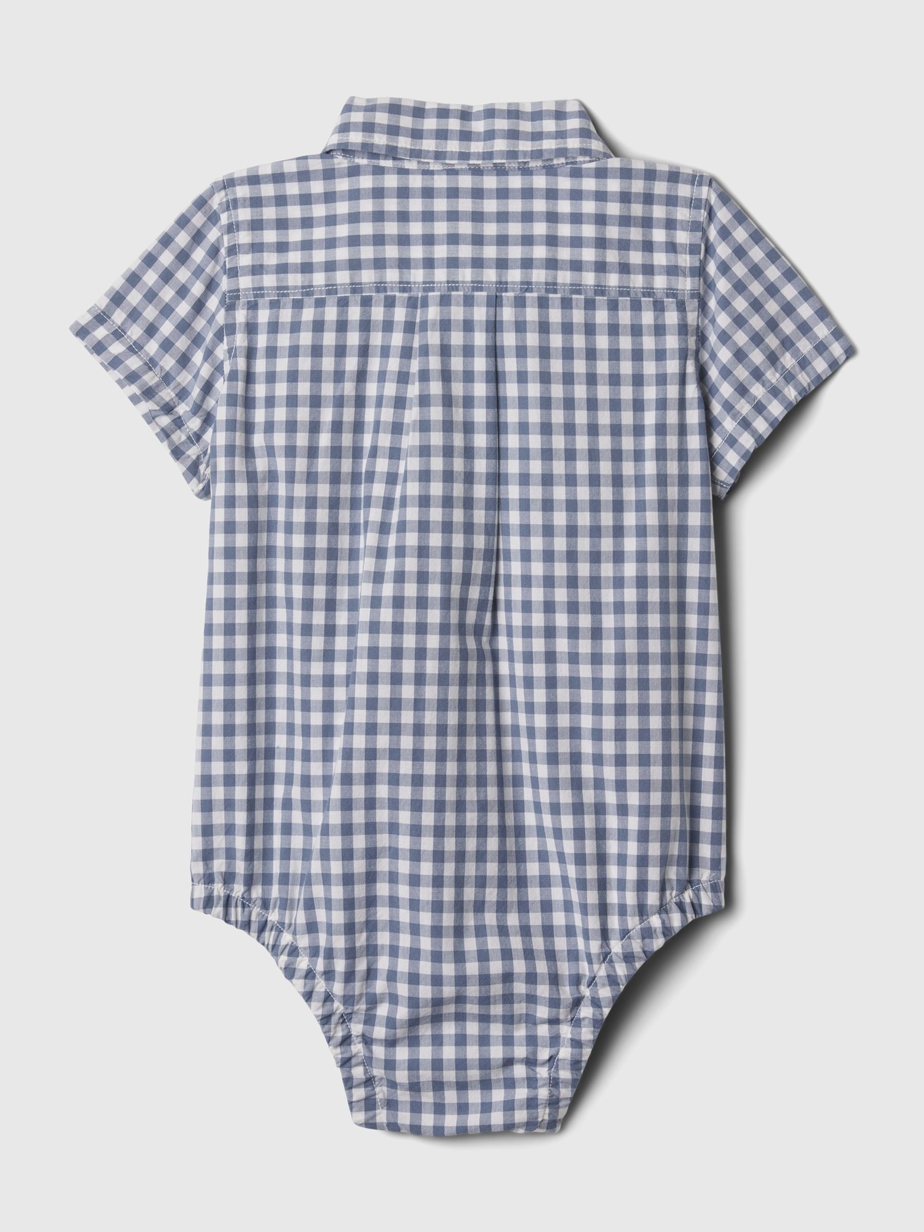 Blue Gingham Brannan Bear Oxford Baby Bodysuit (Newborn-24mths) - Image 2 of 2