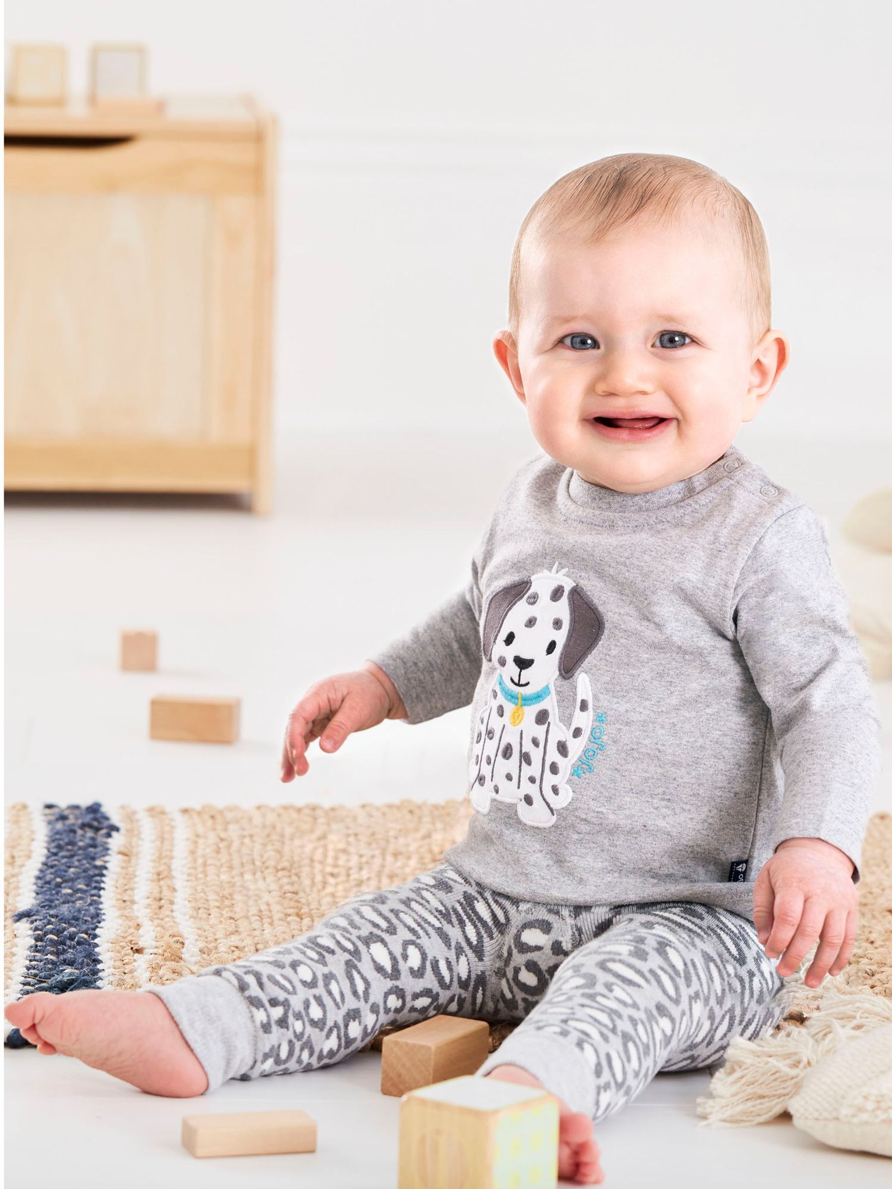 Leopard Print Extra Thick Baby Leggings in Marl Grey - Image 1 of 3