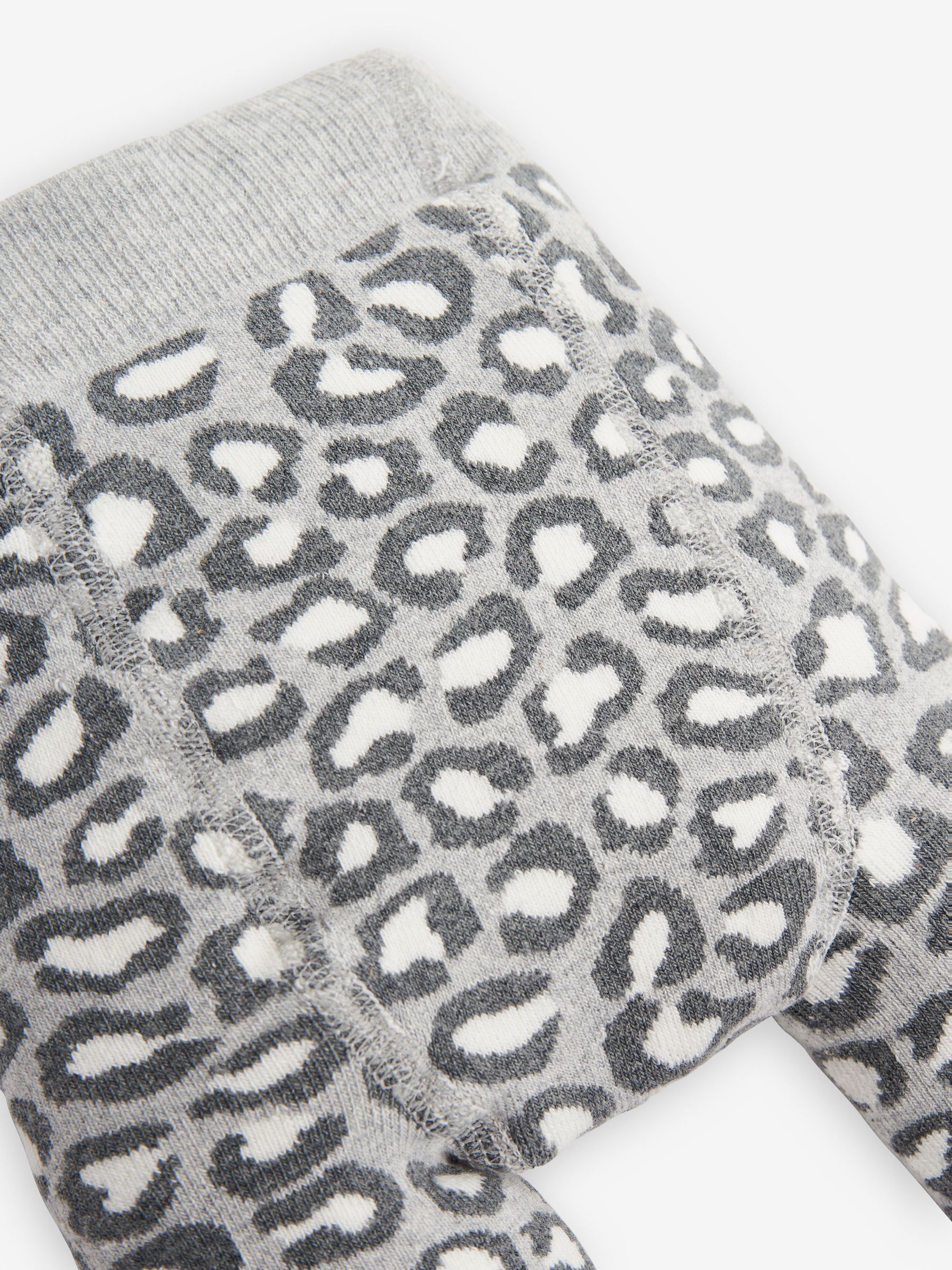 Leopard Print Extra Thick Baby Leggings in Marl Grey - Image 3 of 3