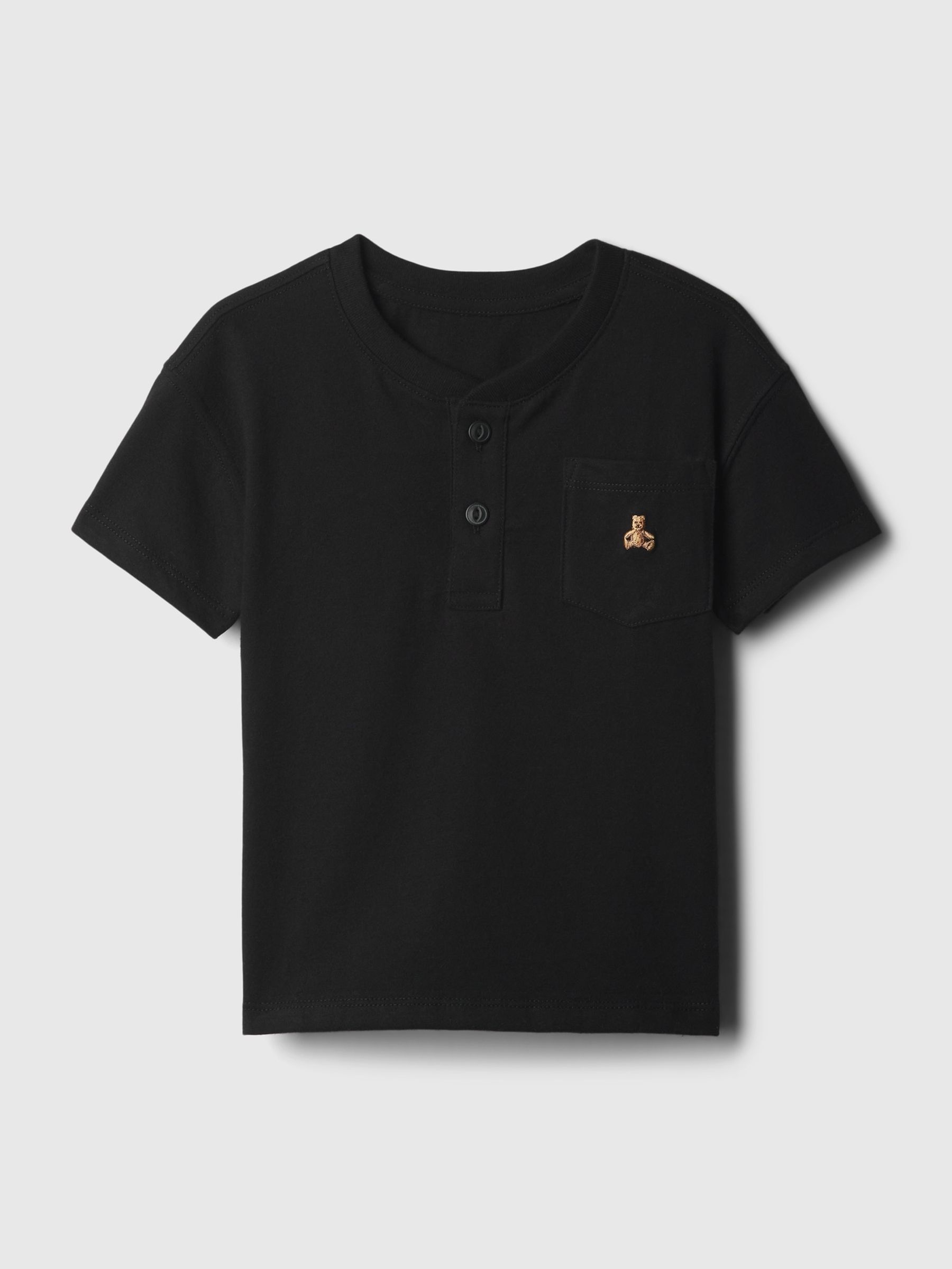 Black Brannan Bear Embroidered Baby Henley T-Shirt - Image 1 of 1