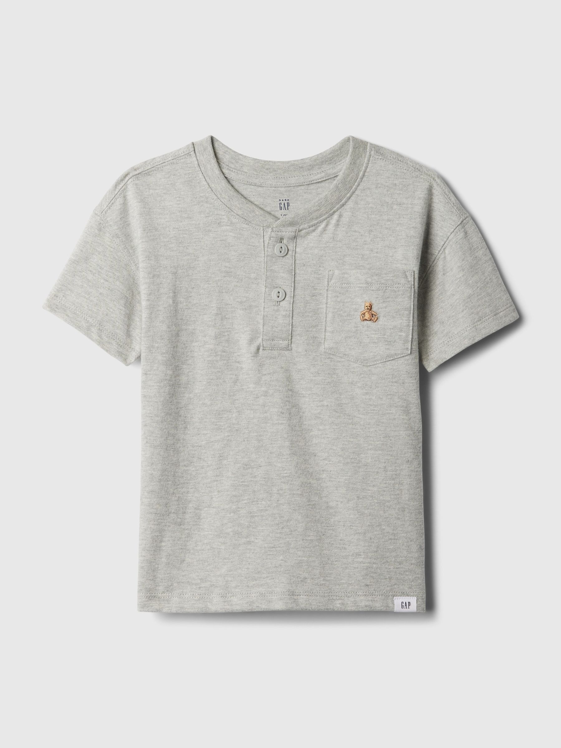 Gray Brannan Bear Embroidered Baby Henley T-Shirt - Image 1 of 2