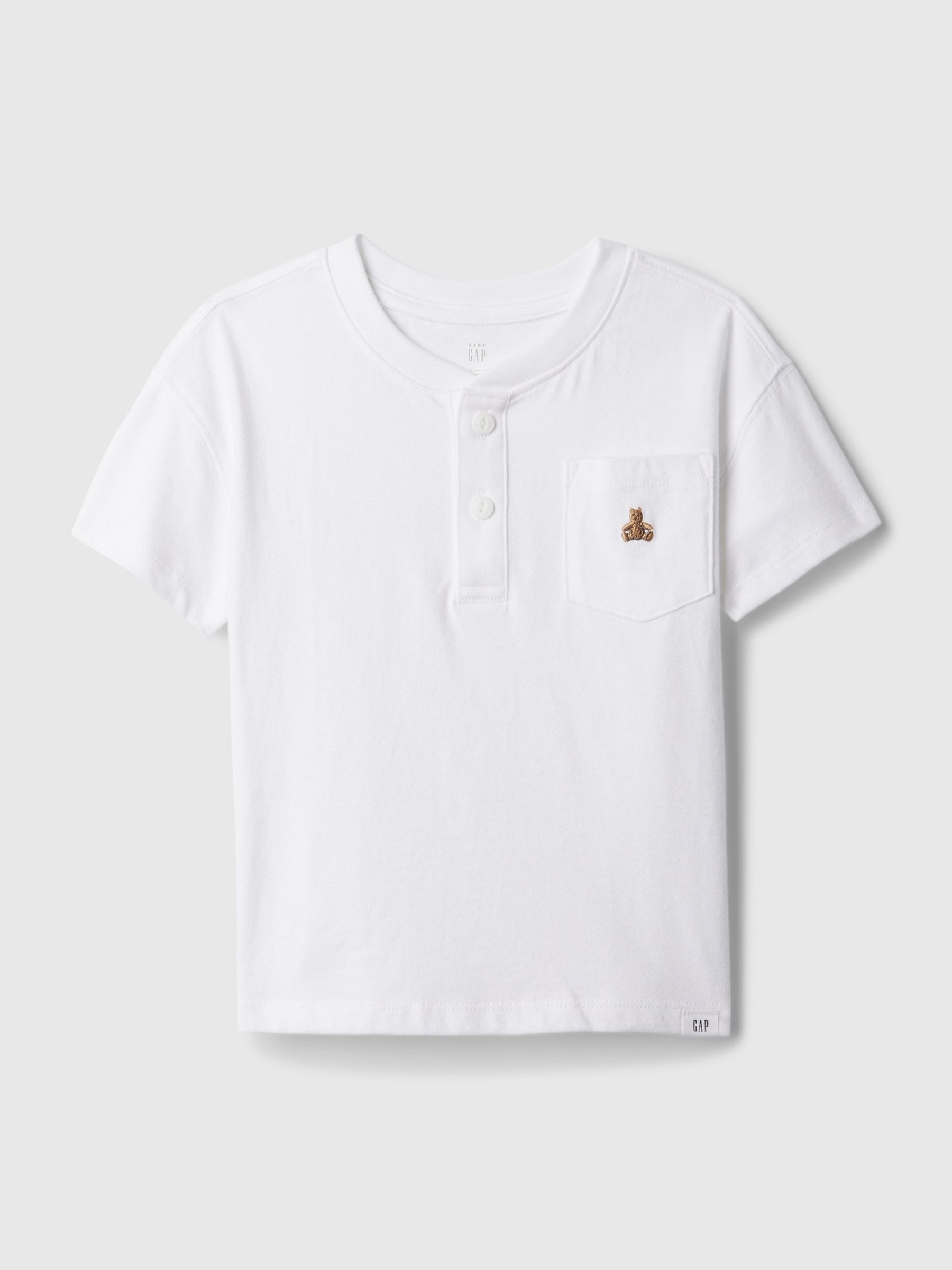 White Brannan Bear Embroidered Baby Henley T-Shirt - Image 1 of 3