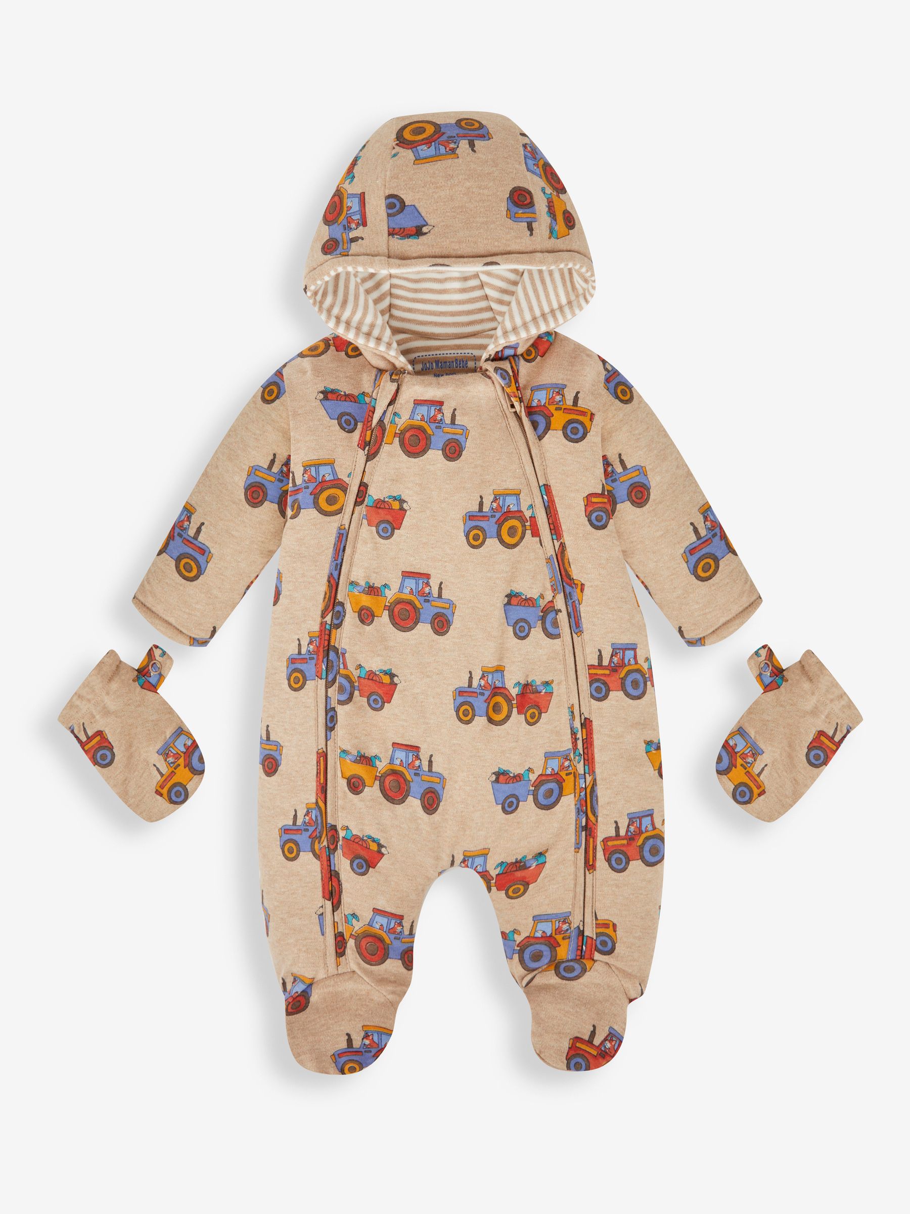 Brown Tractor Print Pramsuit - Image 1 of 2