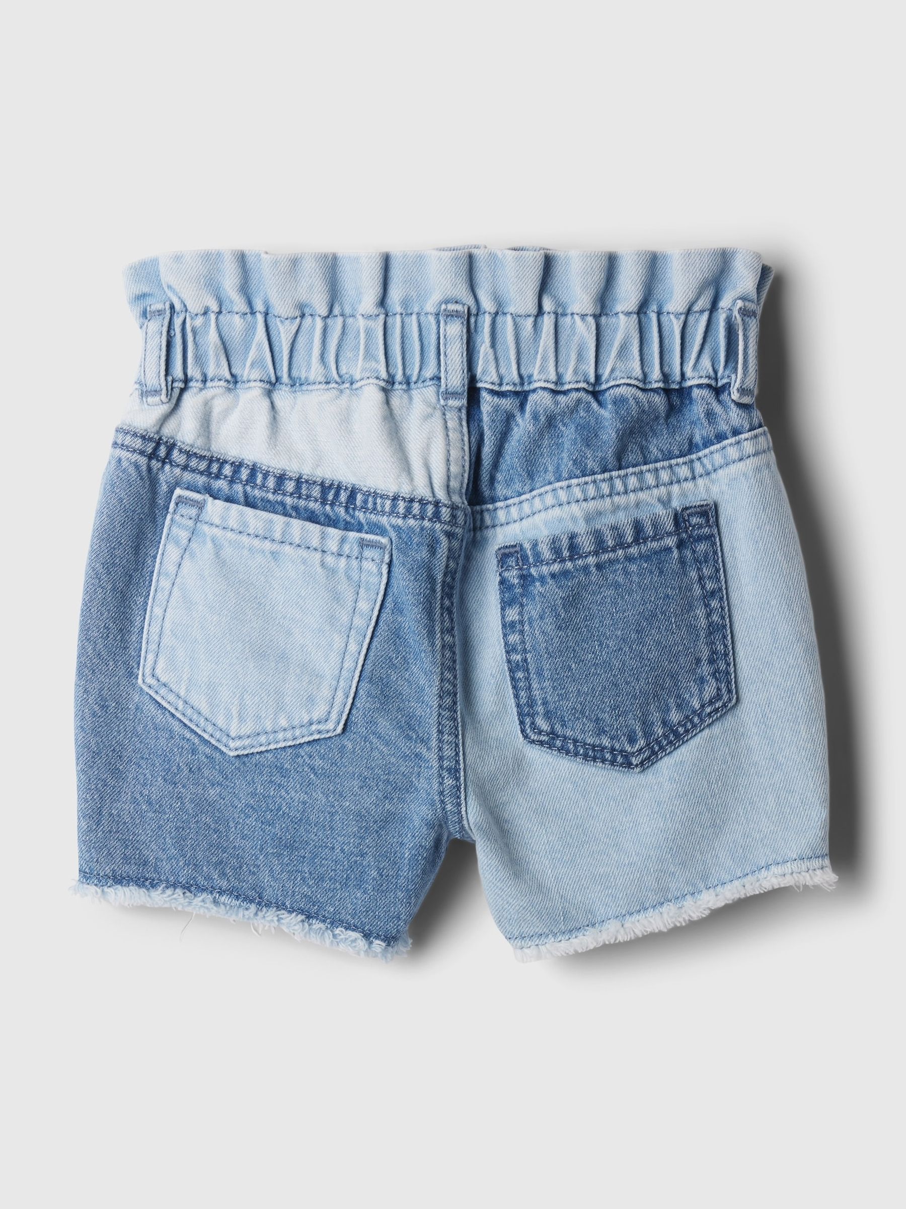 Blue Patchwork Ruffle Mom Shorts - Image 2 of 3