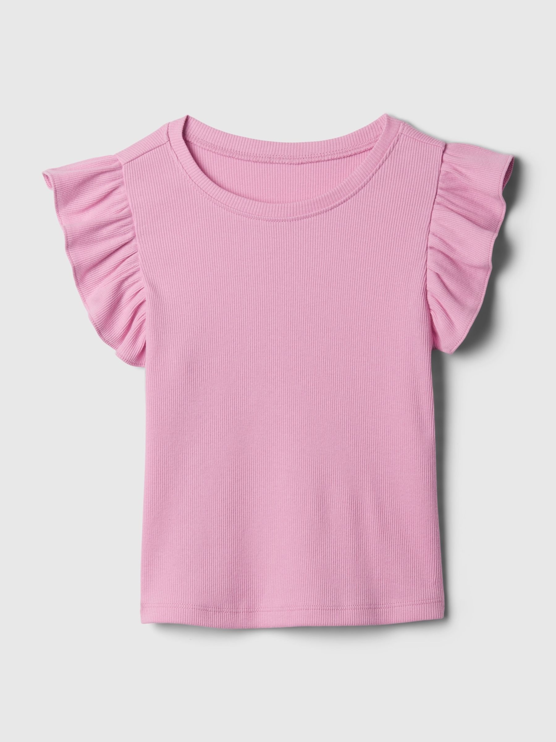 Pink Ruffle Sleeve Crew Neck Short Sleeve T-Shirt (Newborn-5yrs) - Image 1 of 1