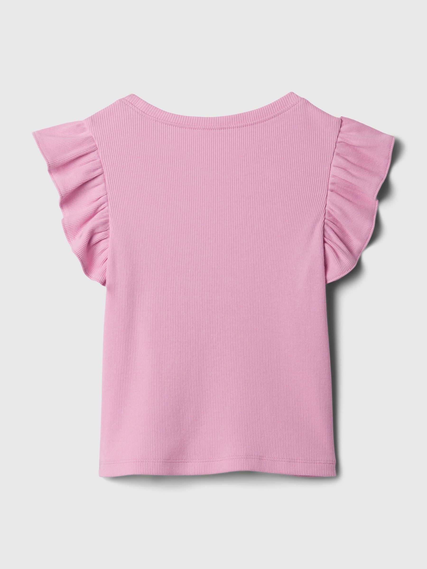 Pink Ruffle Sleeve Crew Neck Short Sleeve T-Shirt (Newborn-5yrs) - Image 2 of 3