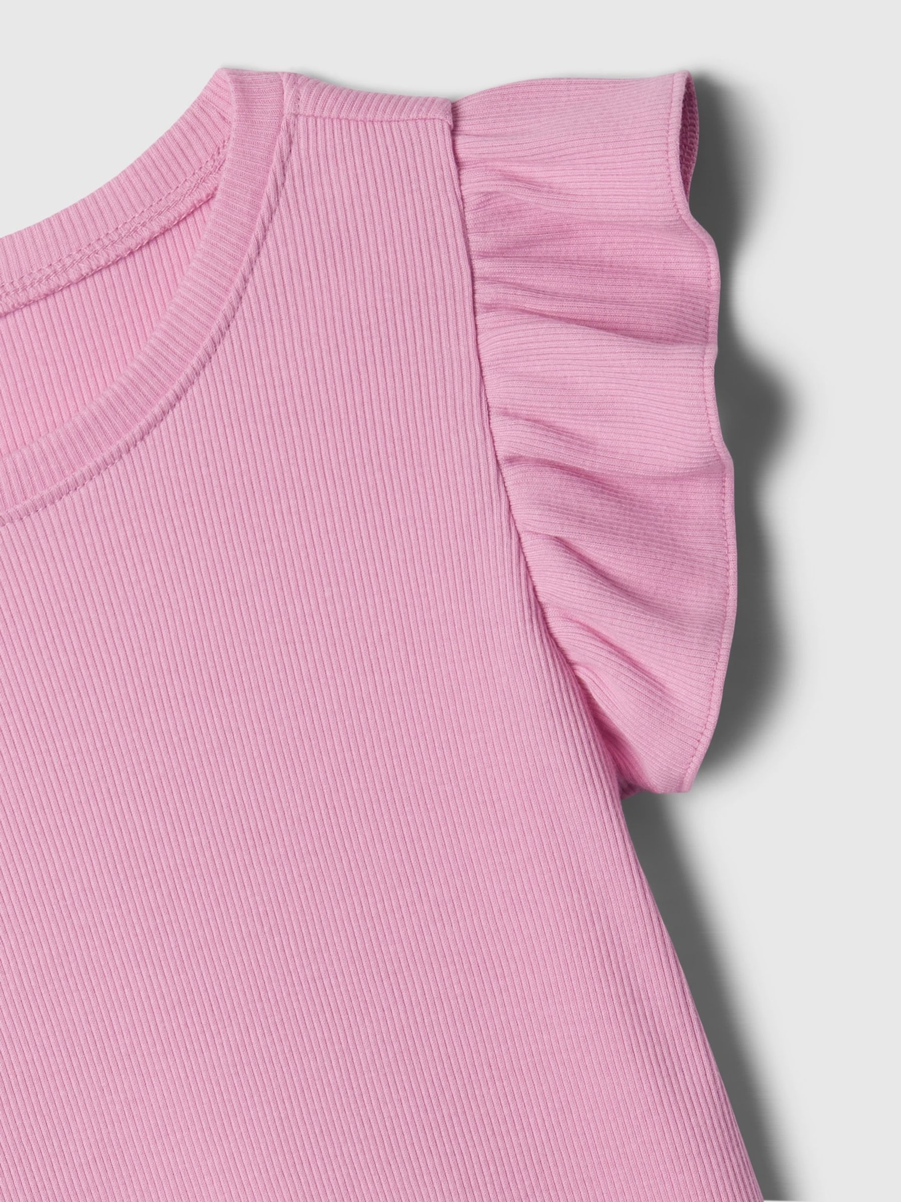 Pink Ruffle Sleeve Crew Neck Short Sleeve T-Shirt (Newborn-5yrs) - Image 3 of 3