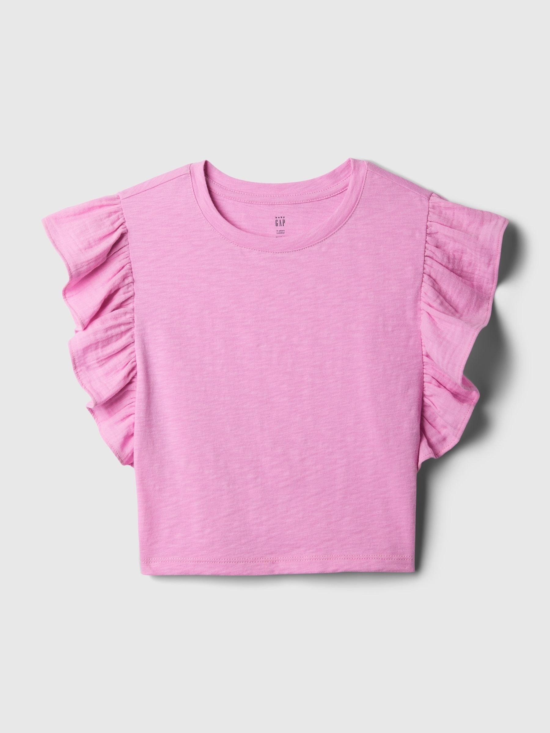 Pink Crinkle Flutter Sleeve Top (6mths-5yrs) - Image 1 of 1