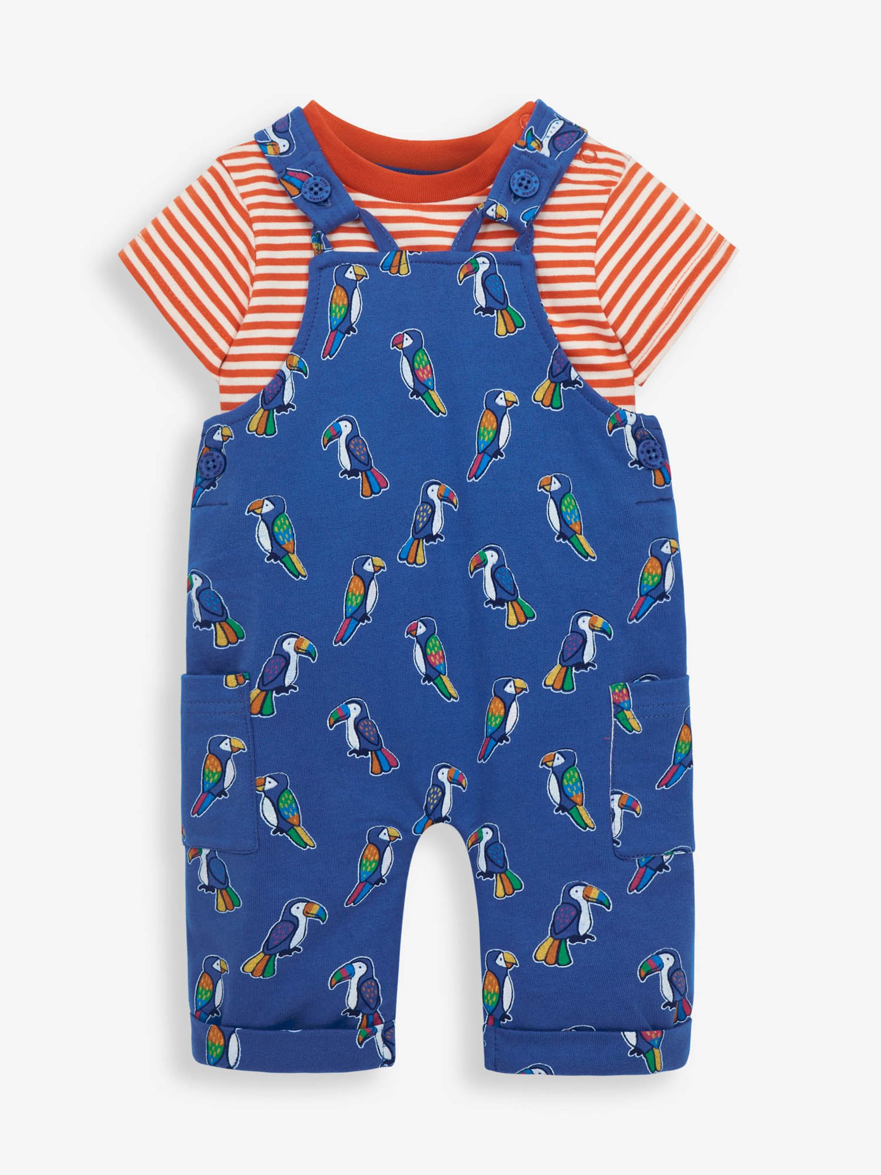 Cobalt 2-Piece Toucan Print Baby Dungarees Set - Image 1 of 3