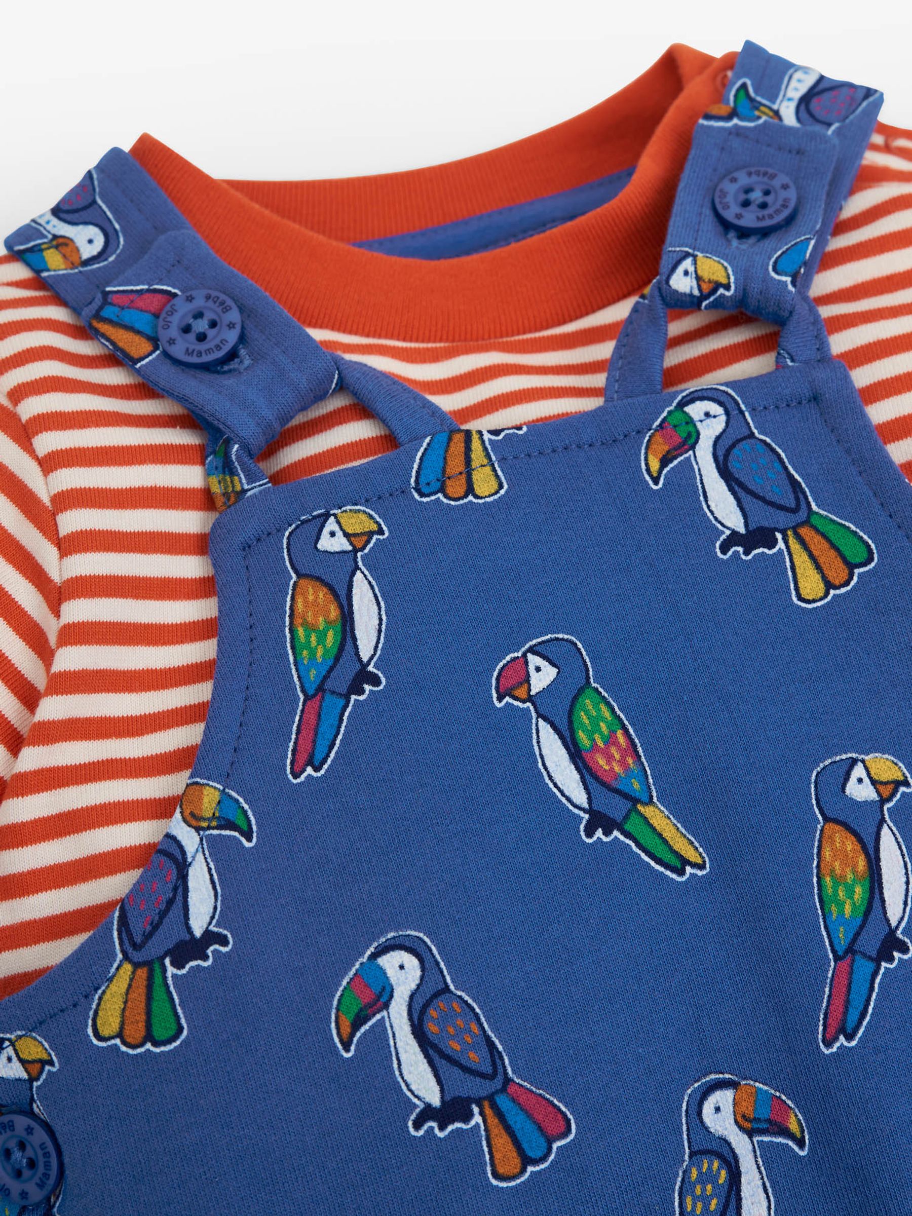 Cobalt 2-Piece Toucan Print Baby Dungarees Set - Image 3 of 3