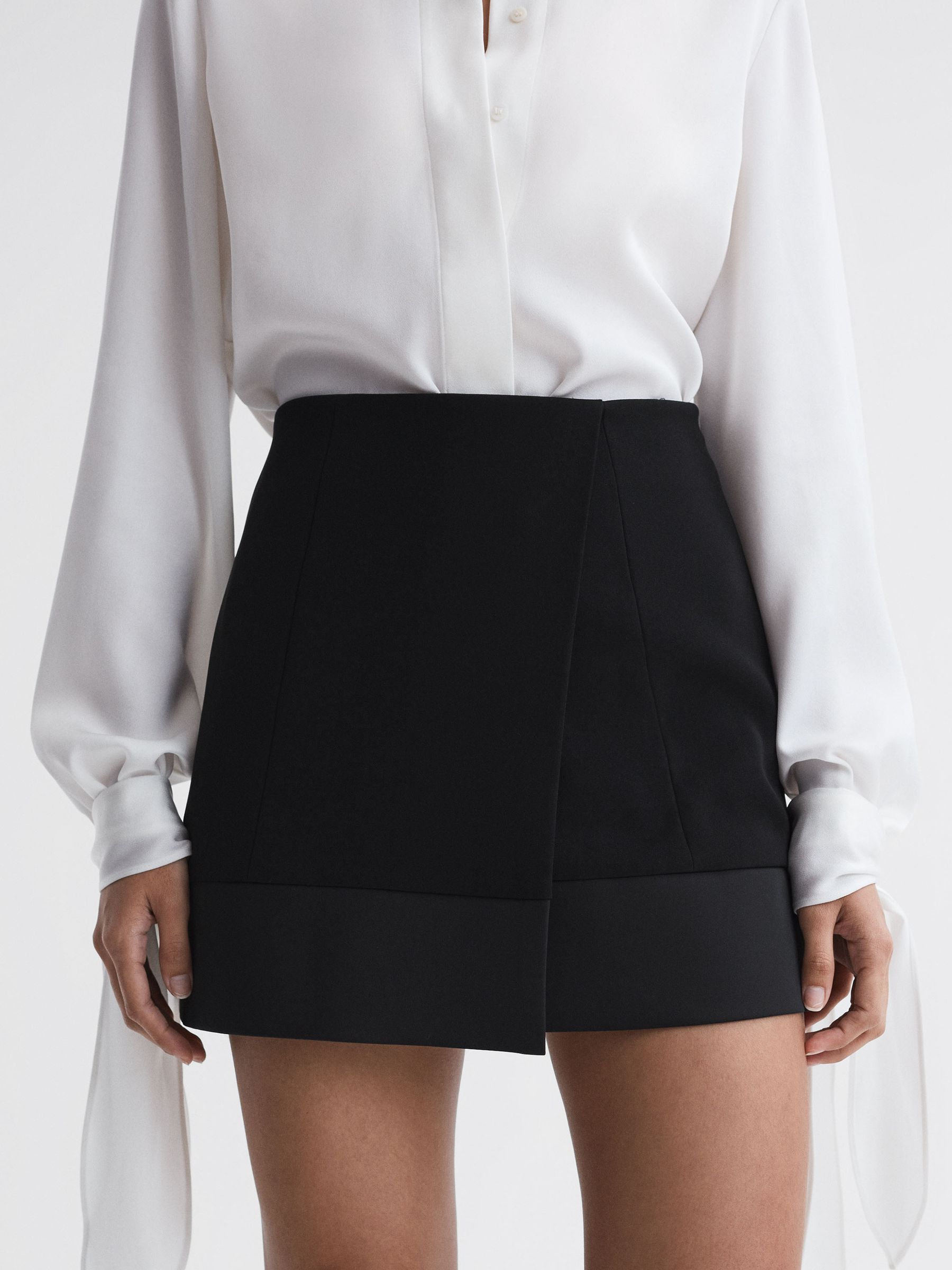 Satin Trim Mini Skirt in Black - Image 4 of 5