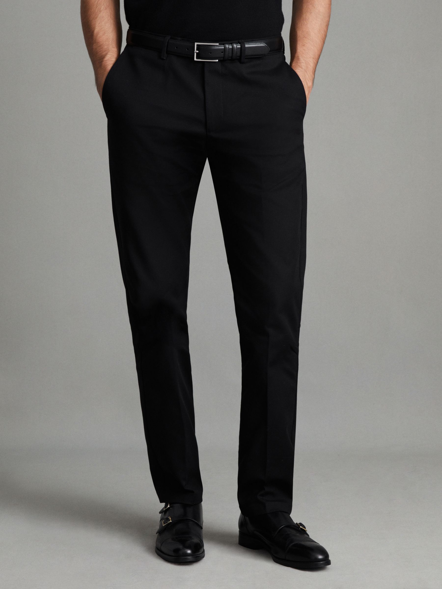 Cotton Blend Chinos in Black - Image 1 of 6