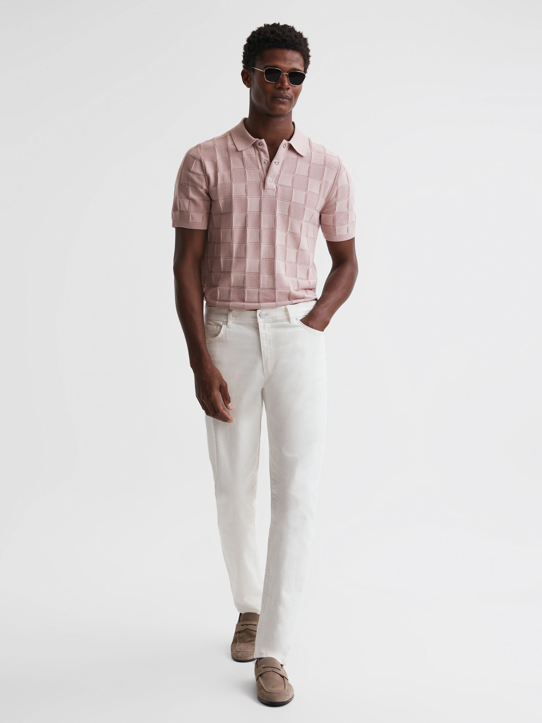 Cotton Press-Stud Polo T-Shirt in Soft Pink - Image 3 of 5