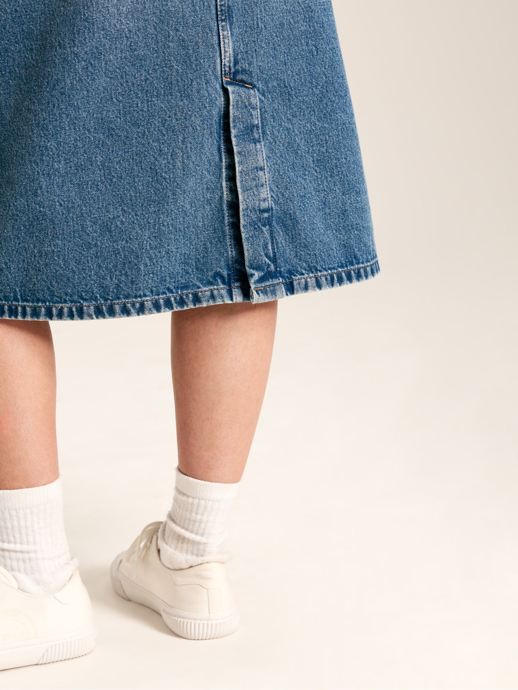 Blue Button Front Denim Midi Skirt - Image 4 of 5