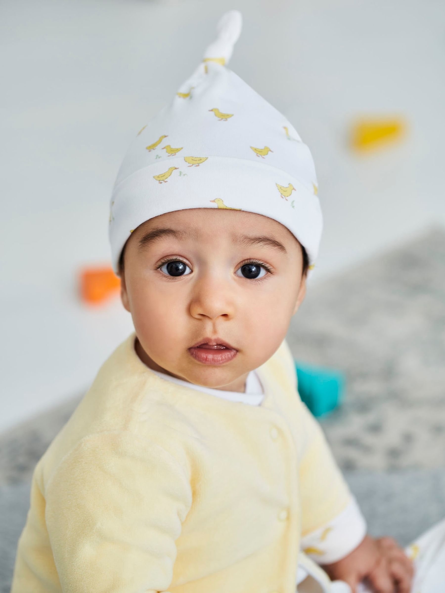 Yellow Duck Print Cotton Baby Hat - Image 1 of 3