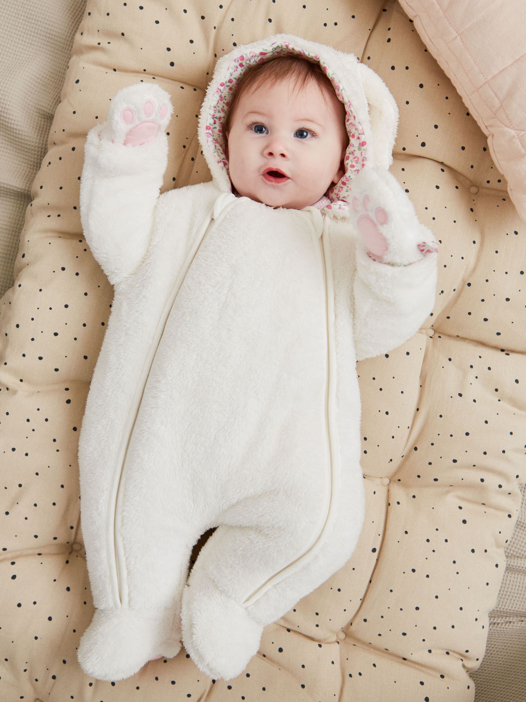 Cream Bunny Cosy Pramsuit - Image 1 of 7