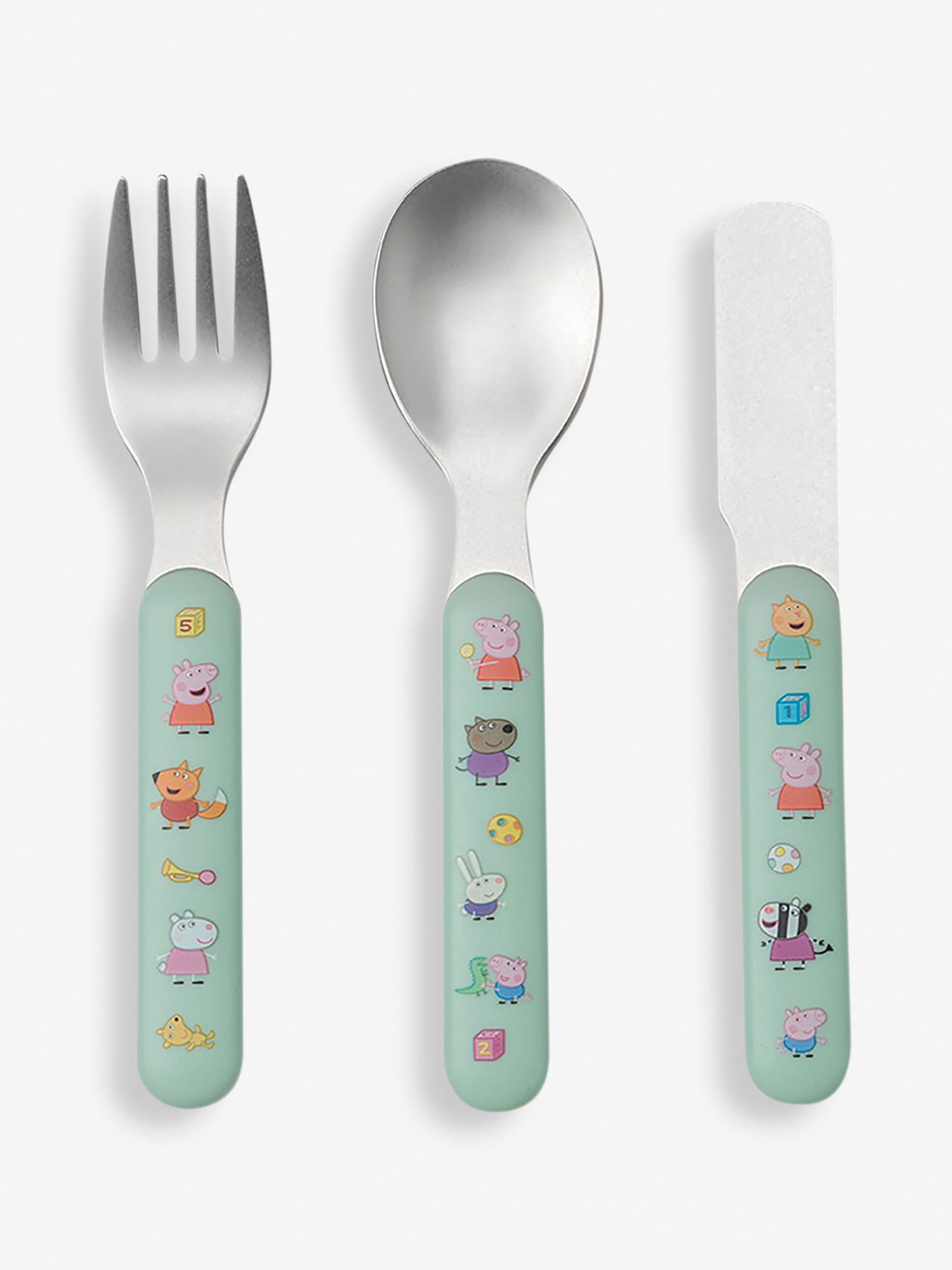 Peppa Pig 3 Piece Cutlery Set – Metal, Reusable Children's Knife, Fork & Spoon, Kids-Size, Made